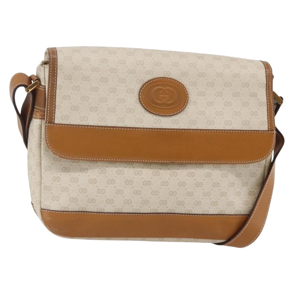 GUCCI Micro GG Canvas Shoulder Bag PVC Leather White Auth BA6747