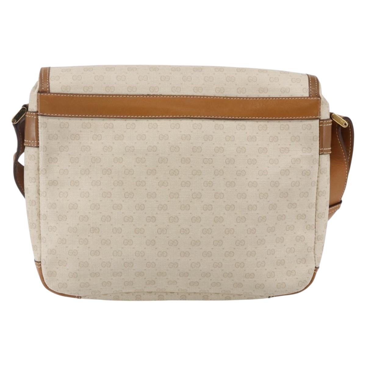 GUCCI Micro GG Canvas Shoulder Bag PVC Leather White Auth BA6747