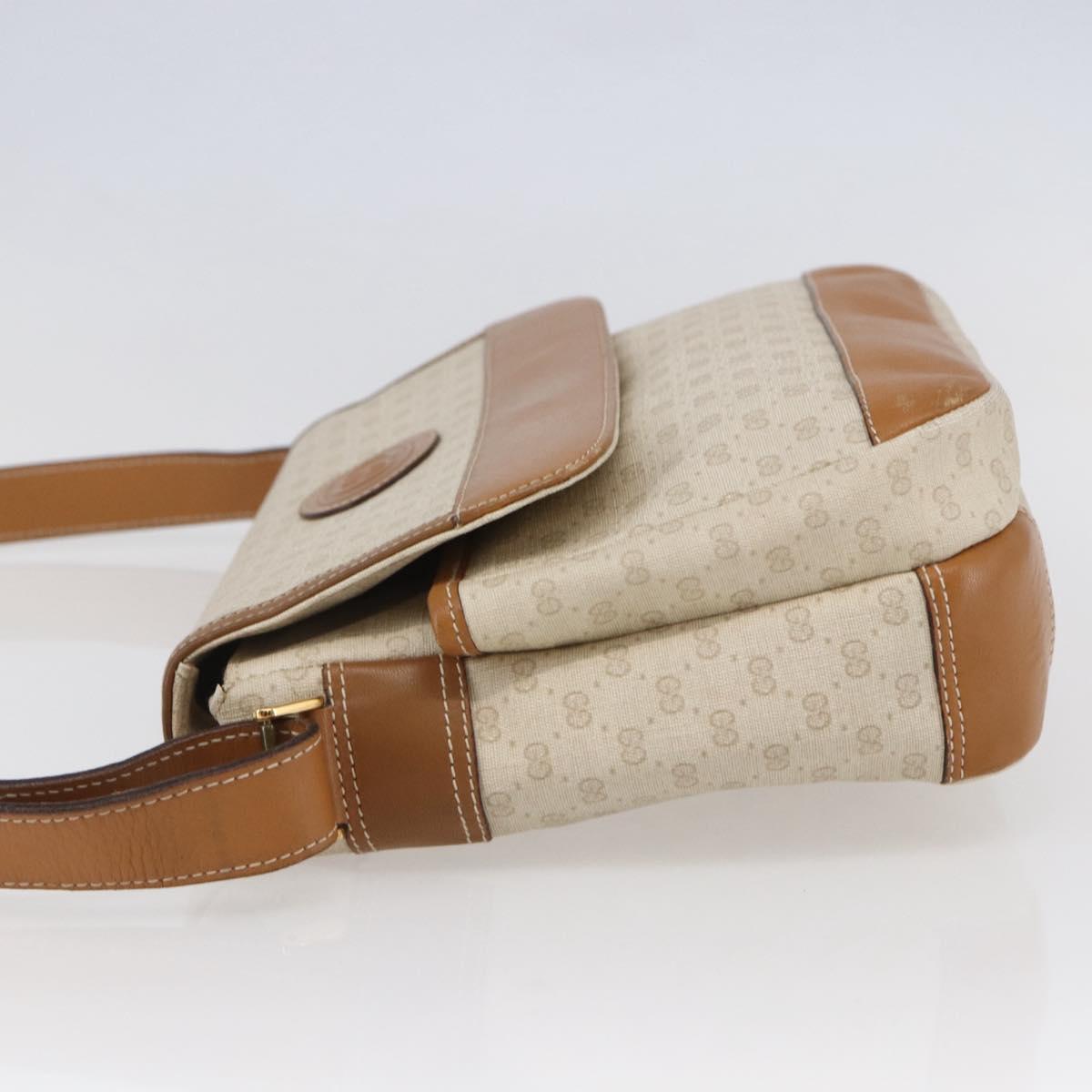 GUCCI Micro GG Canvas Shoulder Bag PVC Leather White Auth BA6747