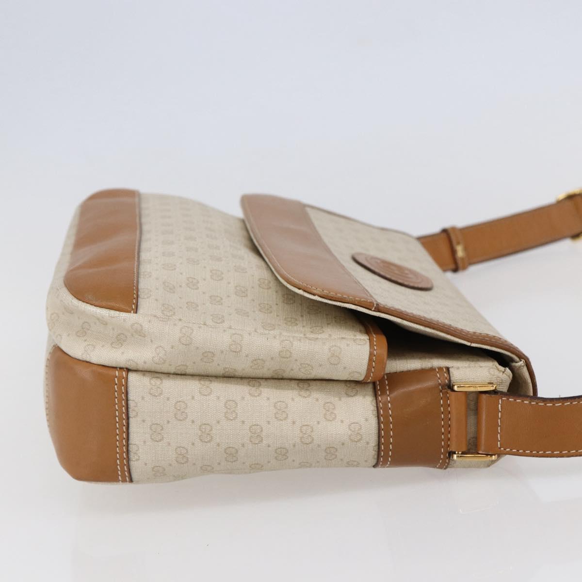 GUCCI Micro GG Canvas Shoulder Bag PVC Leather White Auth BA6747