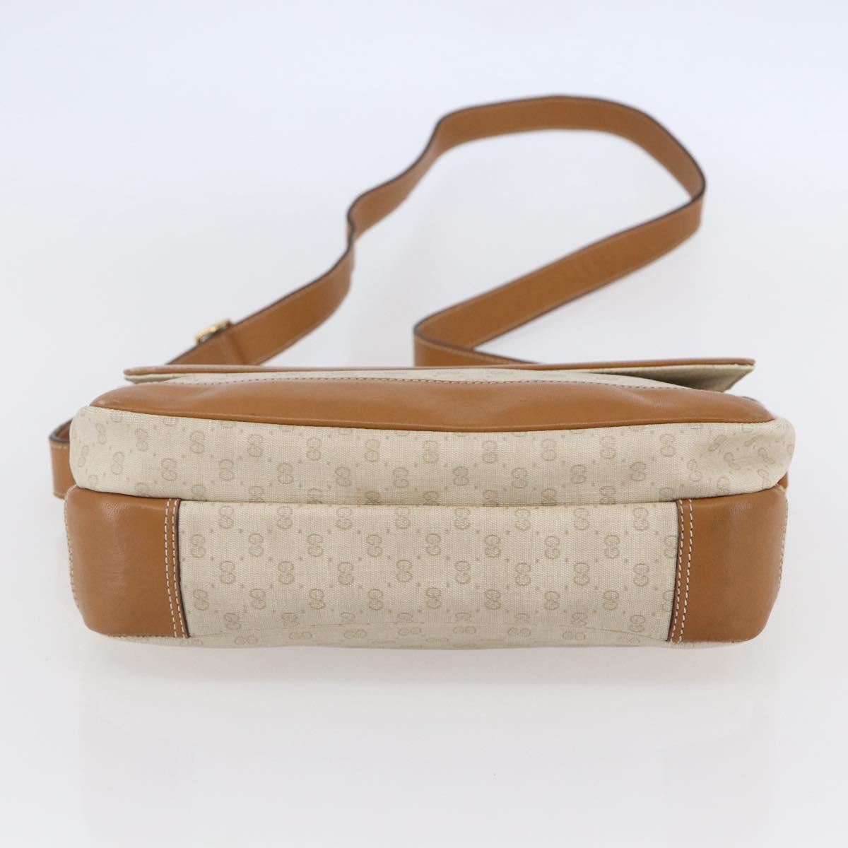 GUCCI Micro GG Canvas Shoulder Bag PVC Leather White Auth BA6747