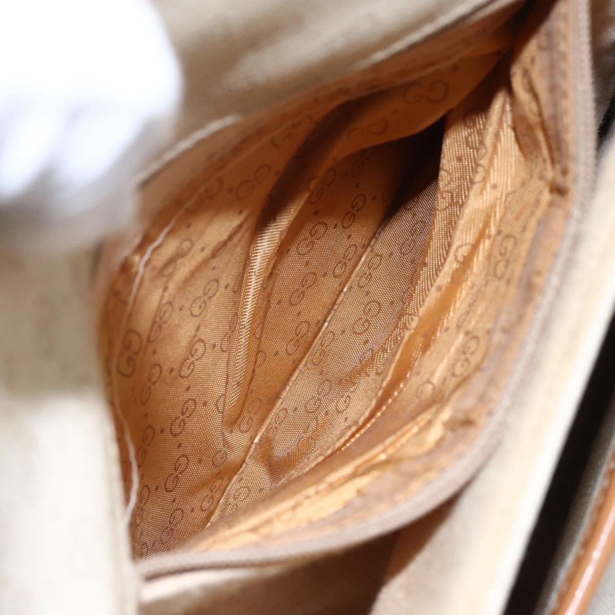 GUCCI Micro GG Supreme Shoulder Bag PVC White Gold Auth BA6748