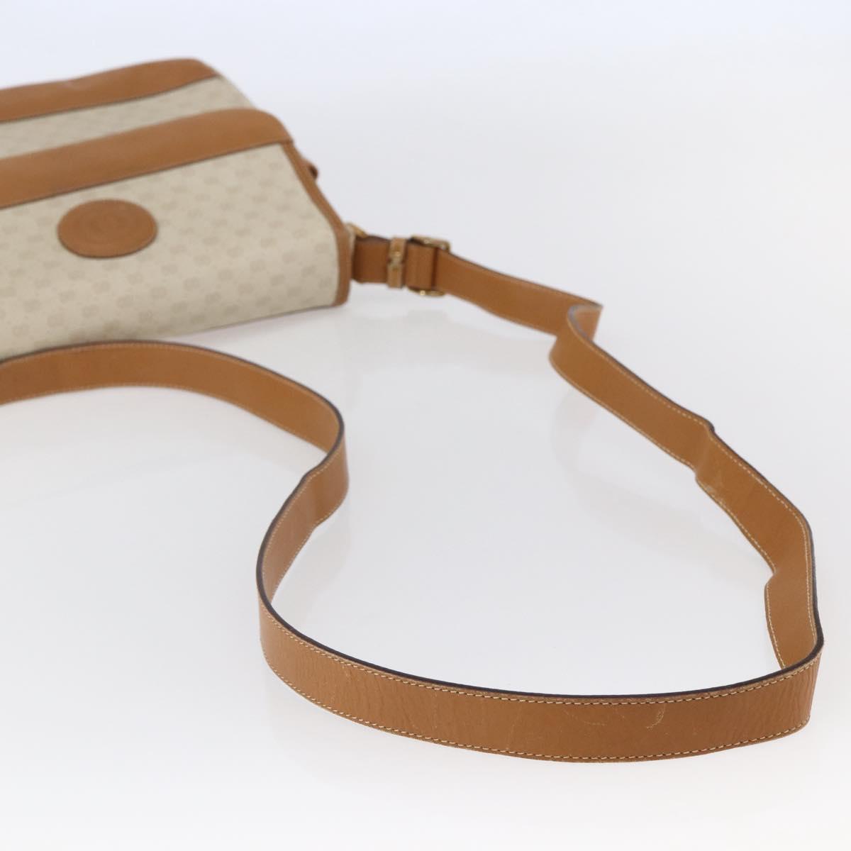 GUCCI Micro GG Supreme Shoulder Bag PVC White Gold Auth BA6748