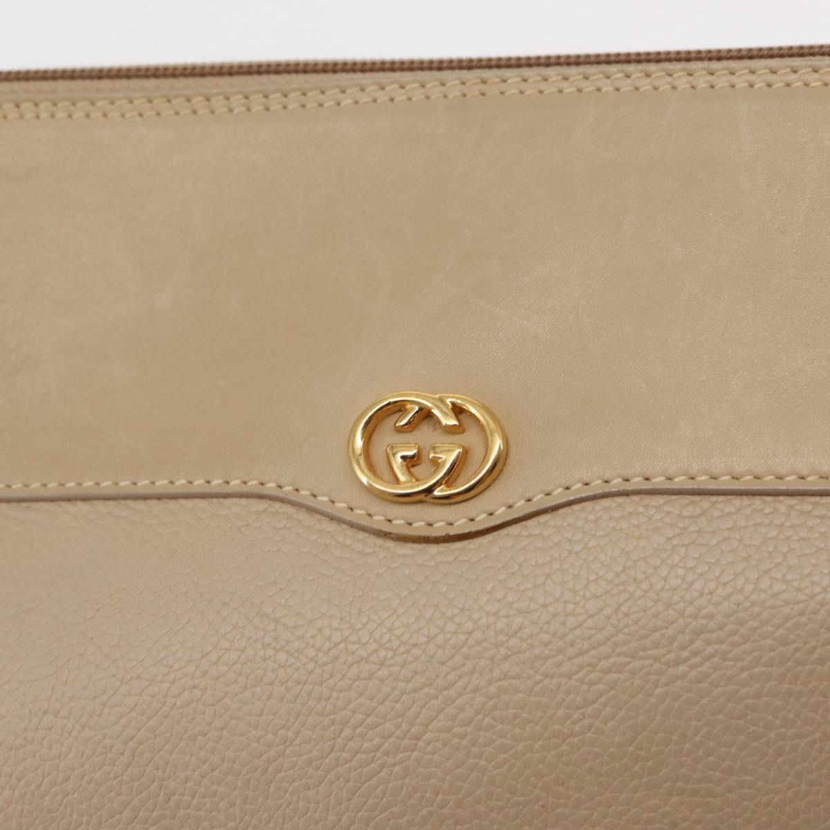 GUCCI Shoulder Bag Leather Beige Gold 001 115 0918 Auth BA6749