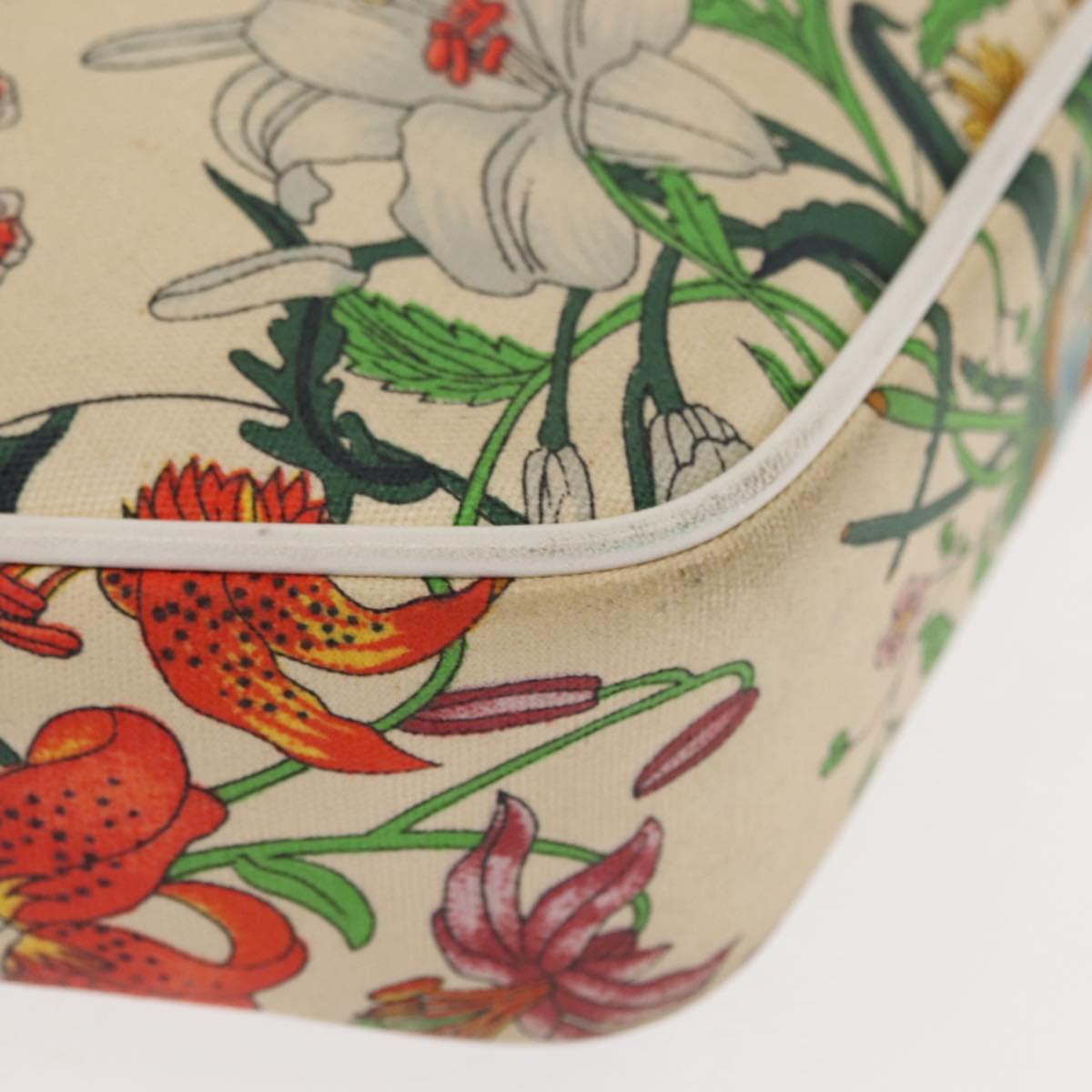 GUCCI Flora Shoulder Bag Canvas Beige Gold 001 093 1050 Auth BA6750