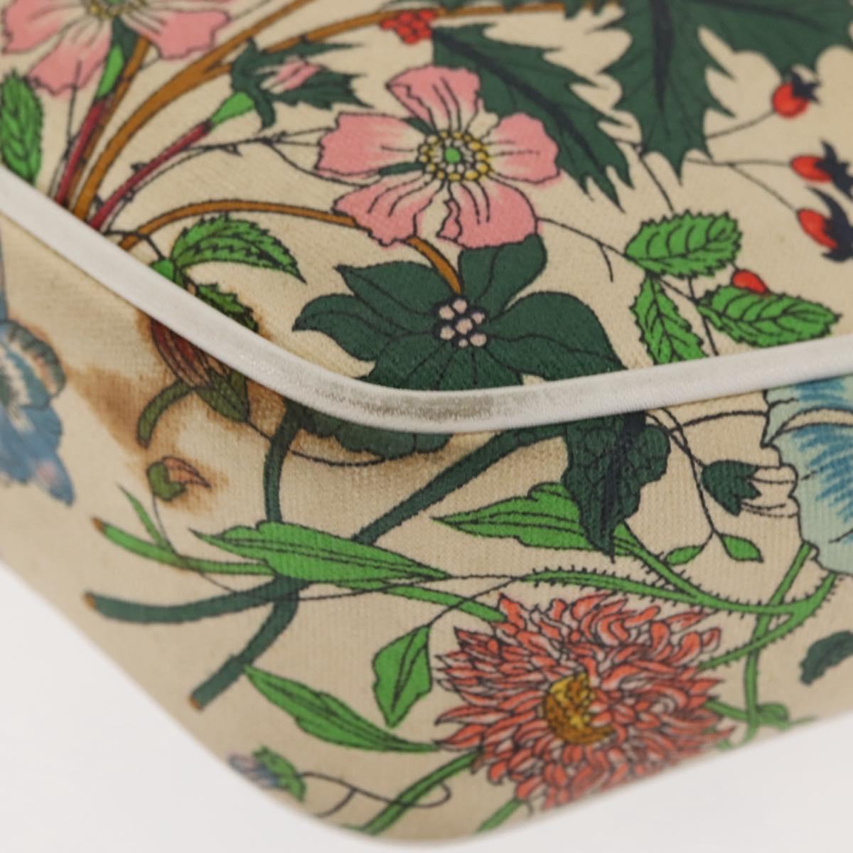 GUCCI Flora Shoulder Bag Canvas Beige Gold 001 093 1050 Auth BA6750