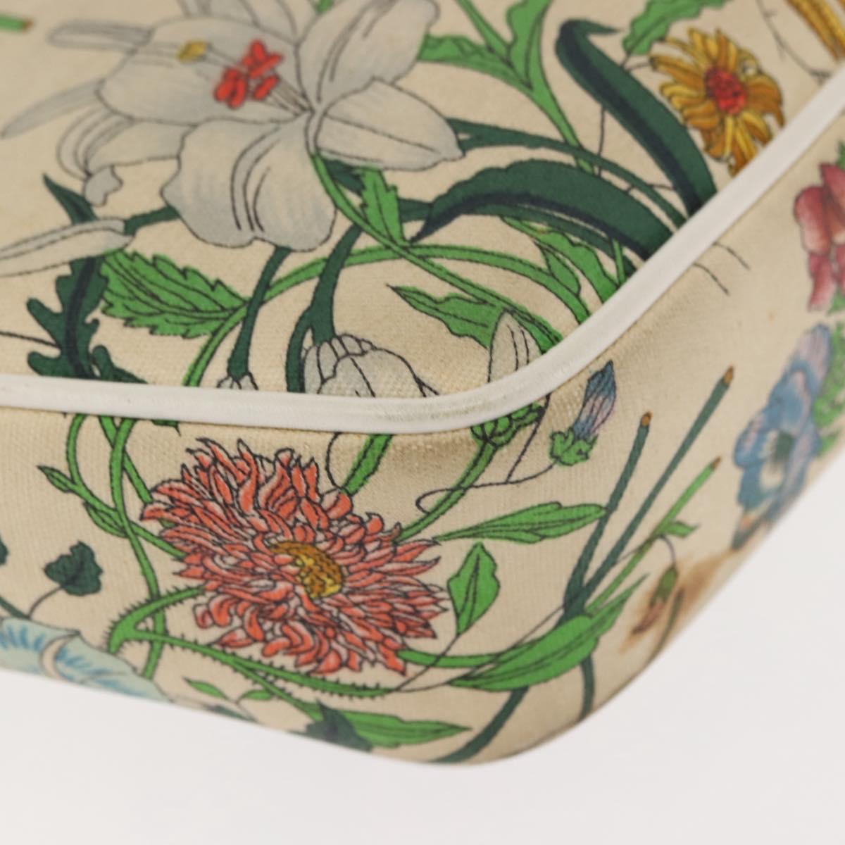 GUCCI Flora Shoulder Bag Canvas Beige Gold 001 093 1050 Auth BA6750