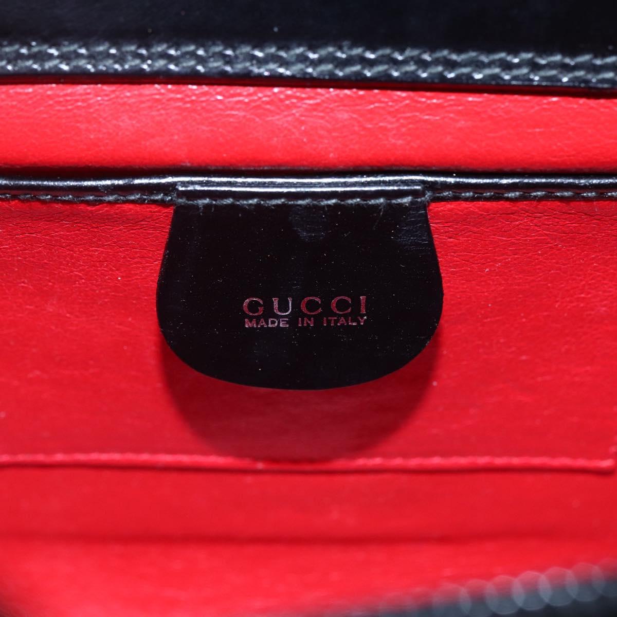GUCCI Shoulder Bag Leather Black Silver 007 2023 0267 Auth BA6751