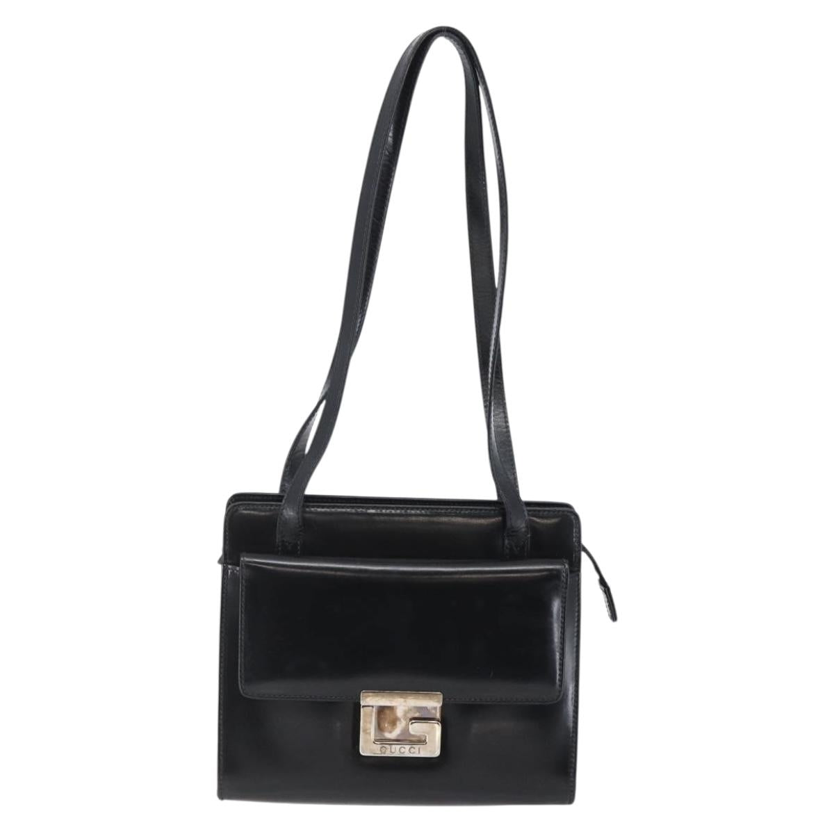 GUCCI Shoulder Bag Leather Black Silver 007 2023 0267 Auth BA6751