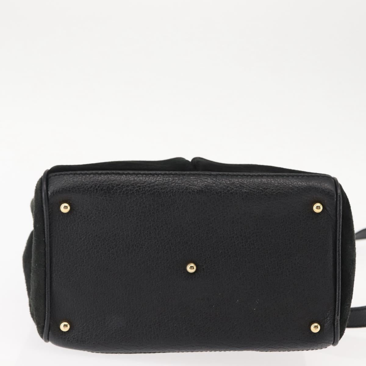GUCCI Bamboo Hand Bag Suede 2way Black Auth BA6753