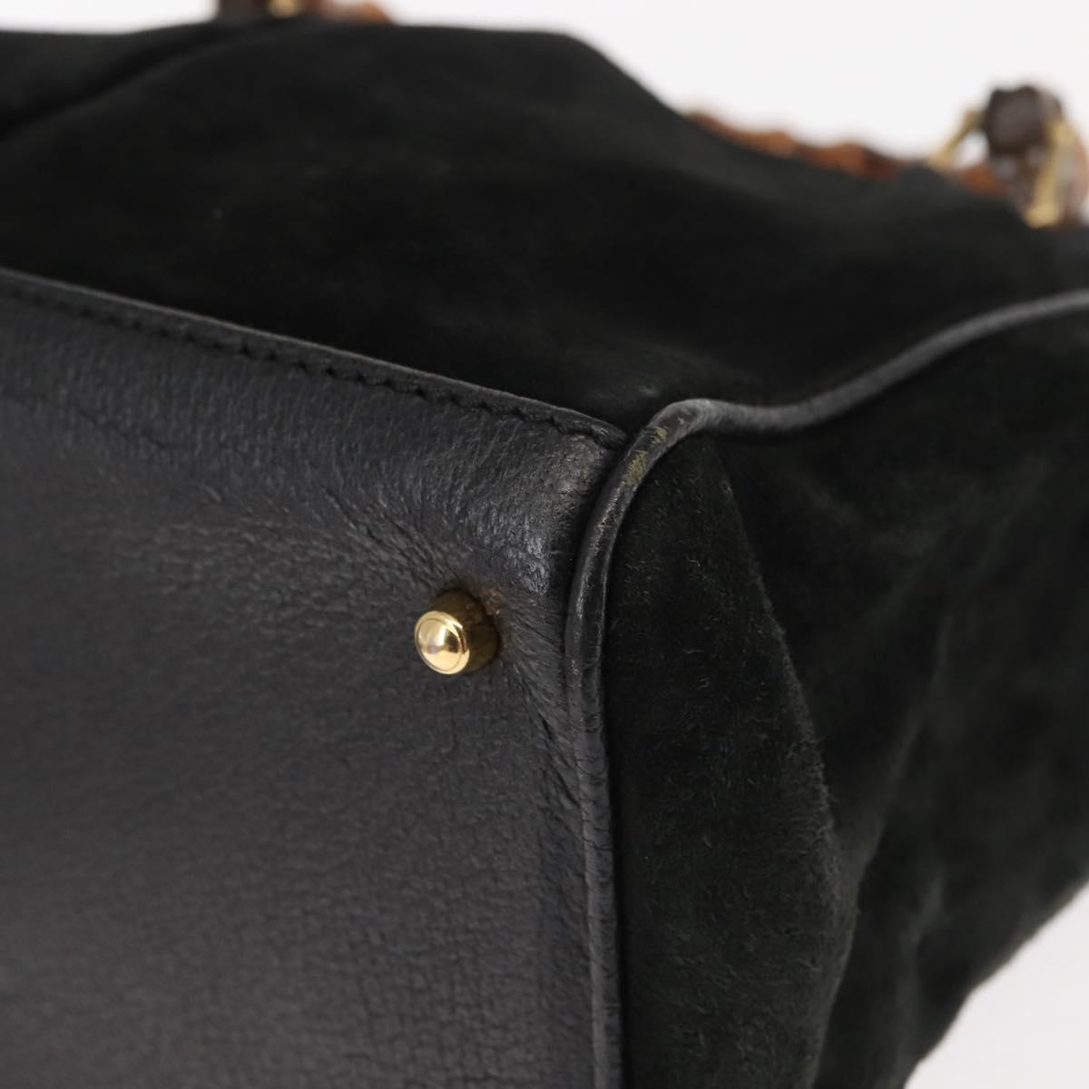 GUCCI Bamboo Hand Bag Suede 2way Black Auth BA6753