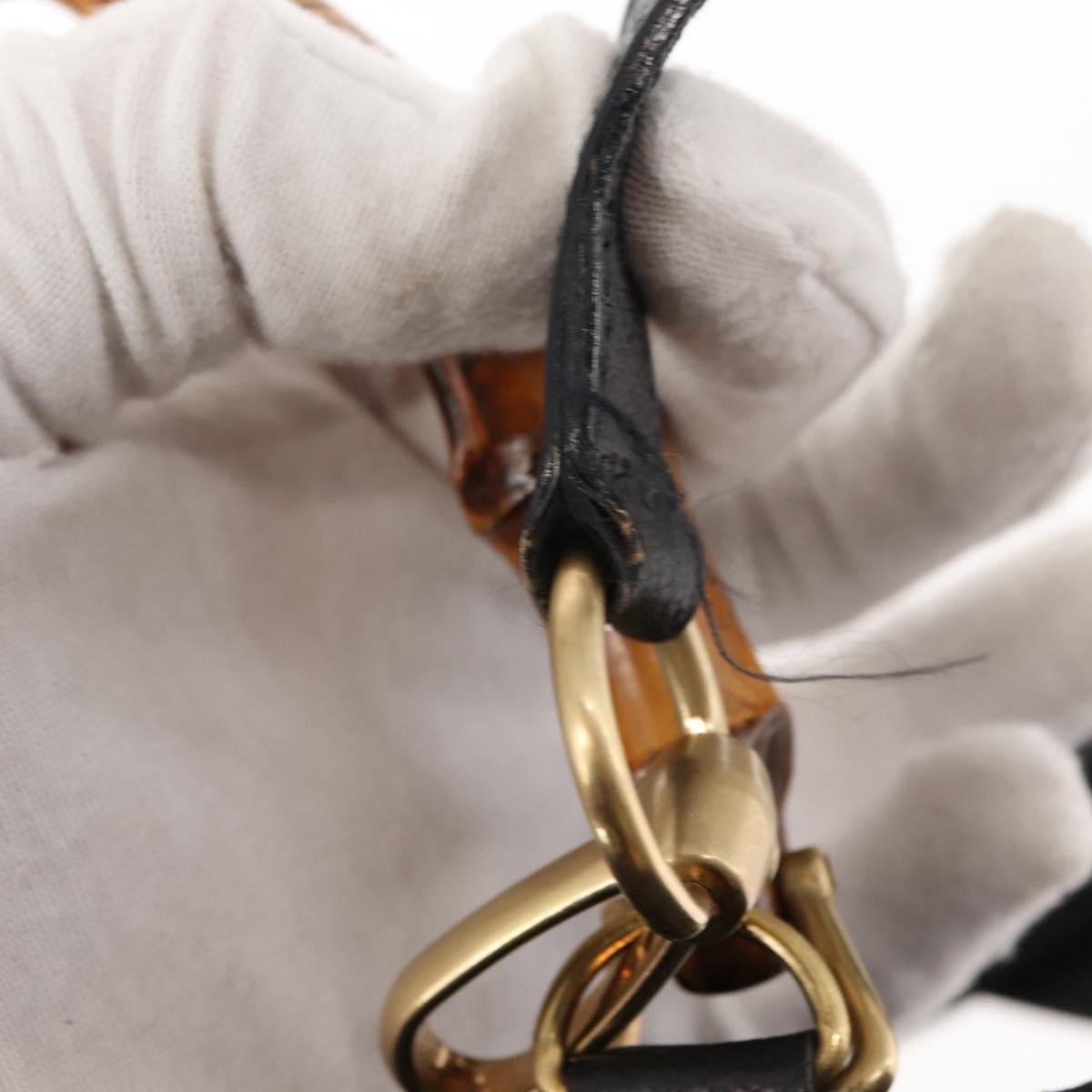 GUCCI Bamboo Hand Bag Suede 2way Black Auth BA6753