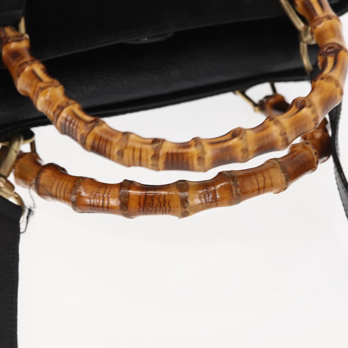 GUCCI Bamboo Hand Bag Suede 2way Black Auth BA6753