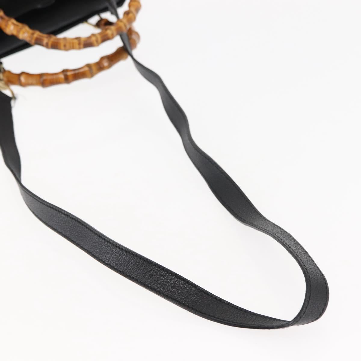 GUCCI Bamboo Hand Bag Suede 2way Black Auth BA6753
