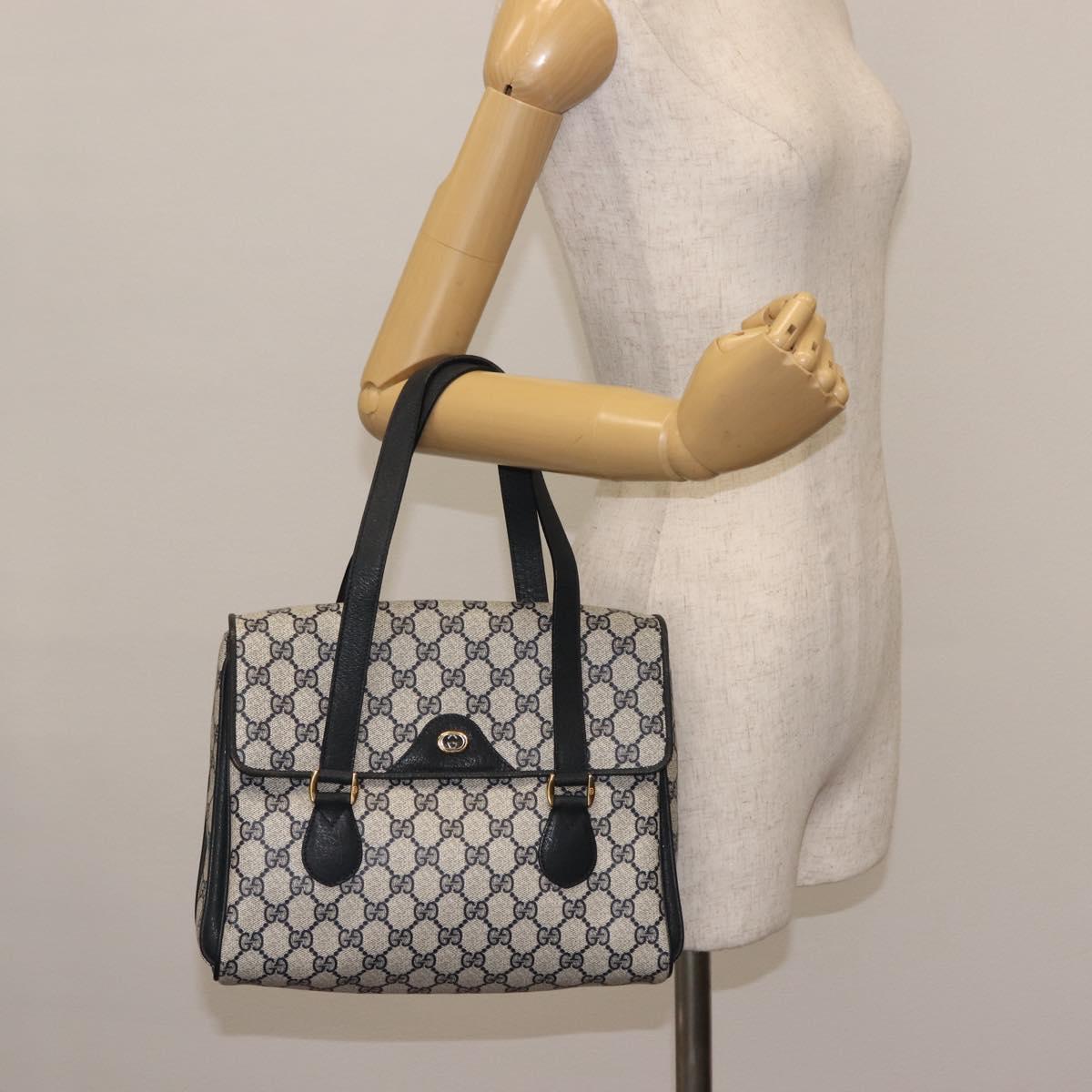 GUCCI GG Supreme Hand Bag PVC Leather Navy Auth BA6754