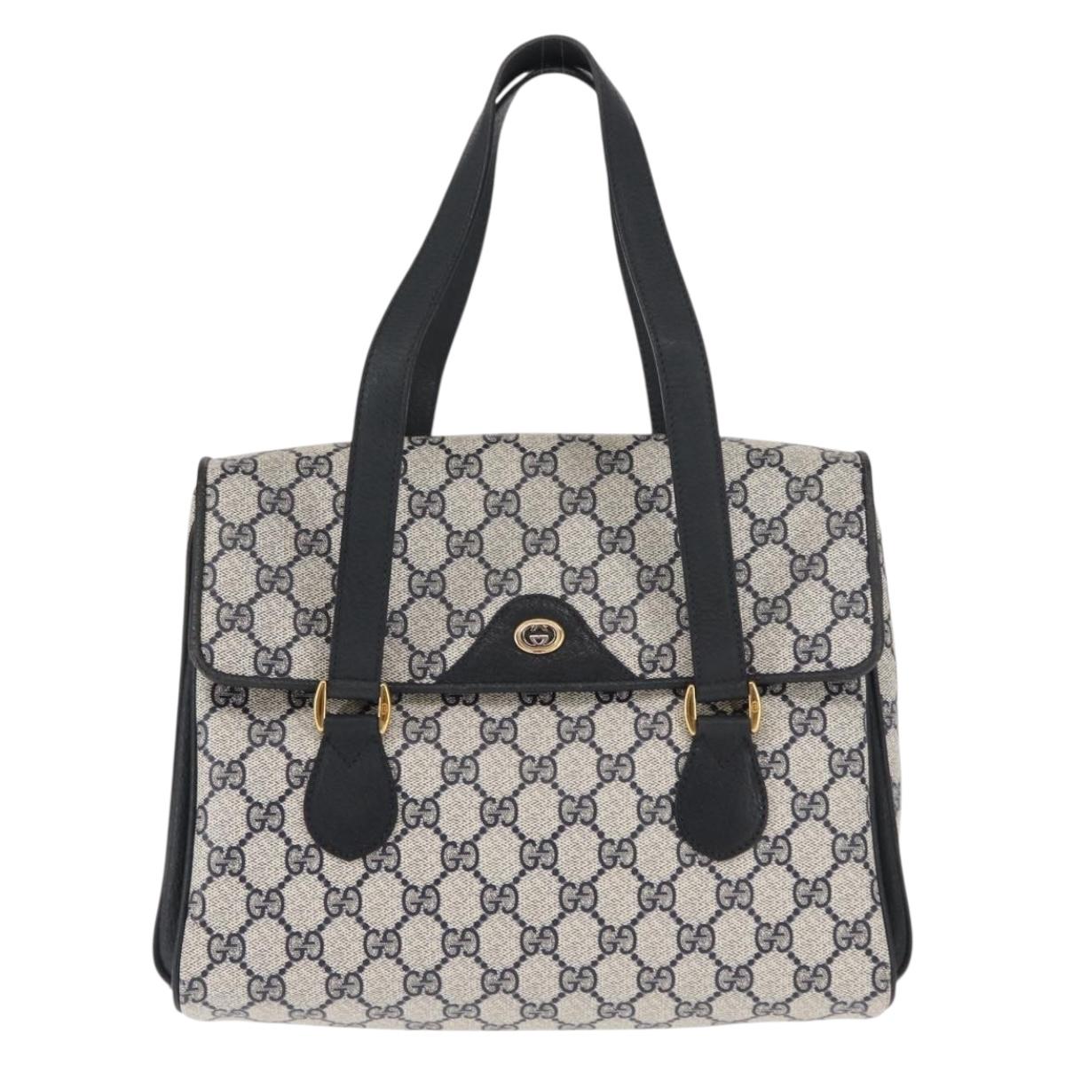 GUCCI GG Supreme Hand Bag PVC Leather Navy Auth BA6754