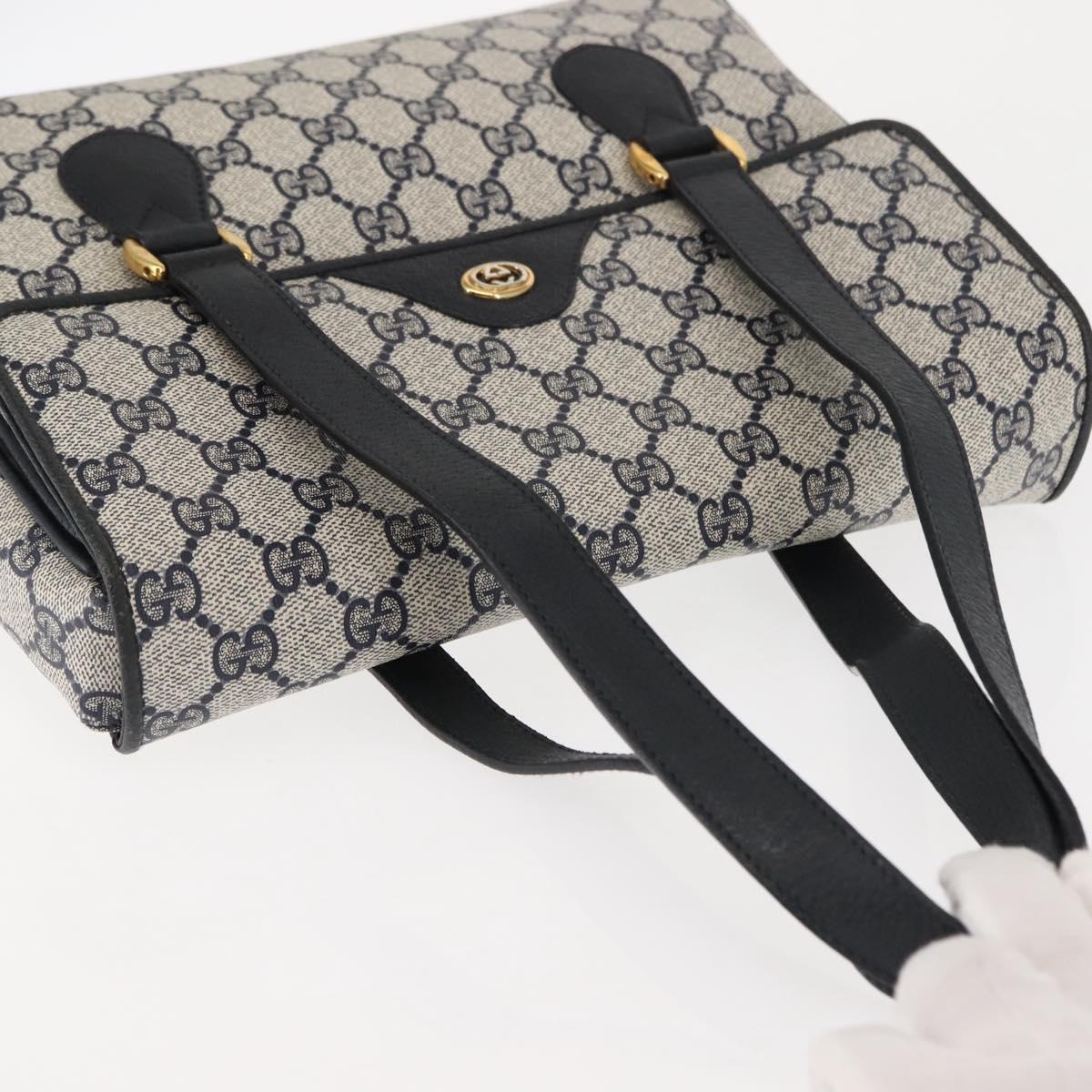 GUCCI GG Supreme Hand Bag PVC Leather Navy Auth BA6754