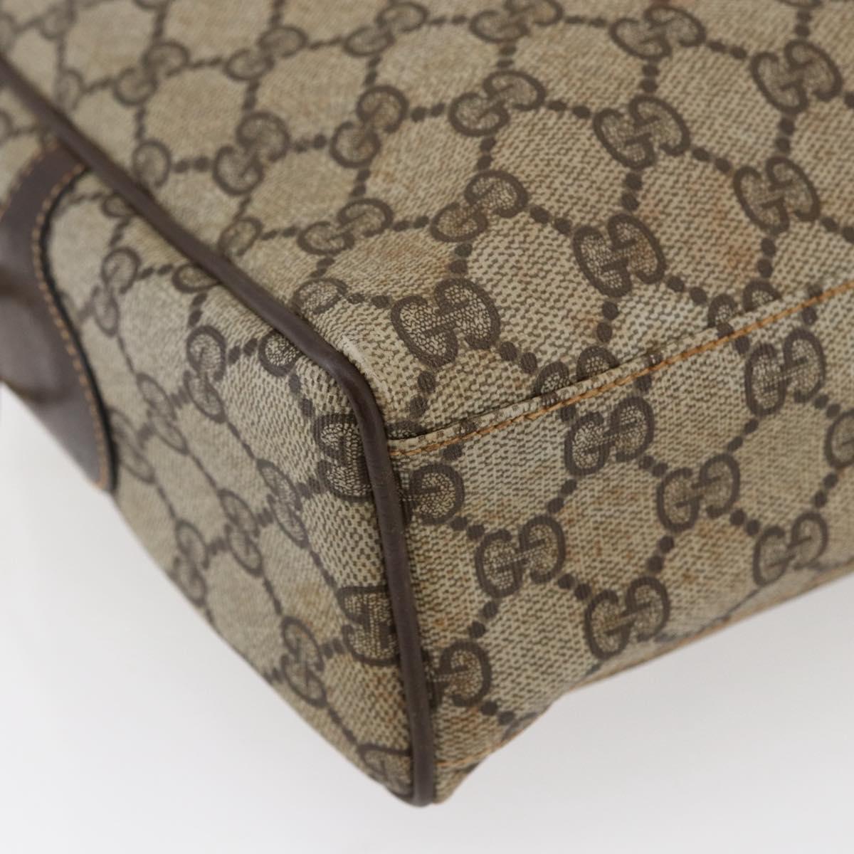 GUCCI GG Canvas Web Sherry Line Hand Bag PVC Leather Beige Green Red Auth BA6755