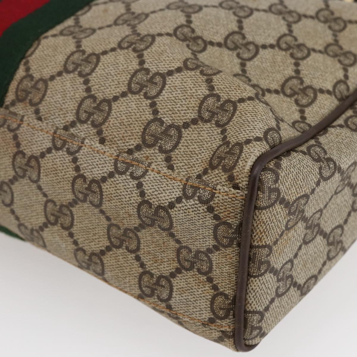 GUCCI GG Canvas Web Sherry Line Hand Bag PVC Leather Beige Green Red Auth BA6755