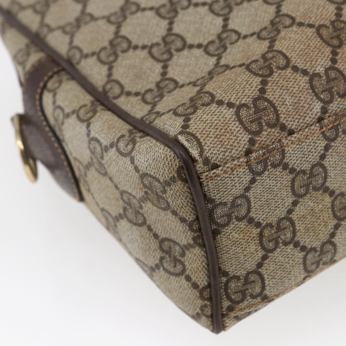 GUCCI GG Canvas Web Sherry Line Hand Bag PVC Leather Beige Green Red Auth BA6755
