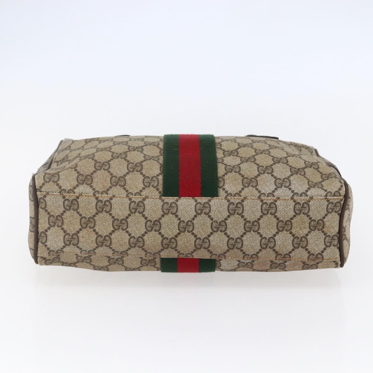 GUCCI GG Canvas Web Sherry Line Hand Bag PVC Leather Beige Green Red Auth BA6755