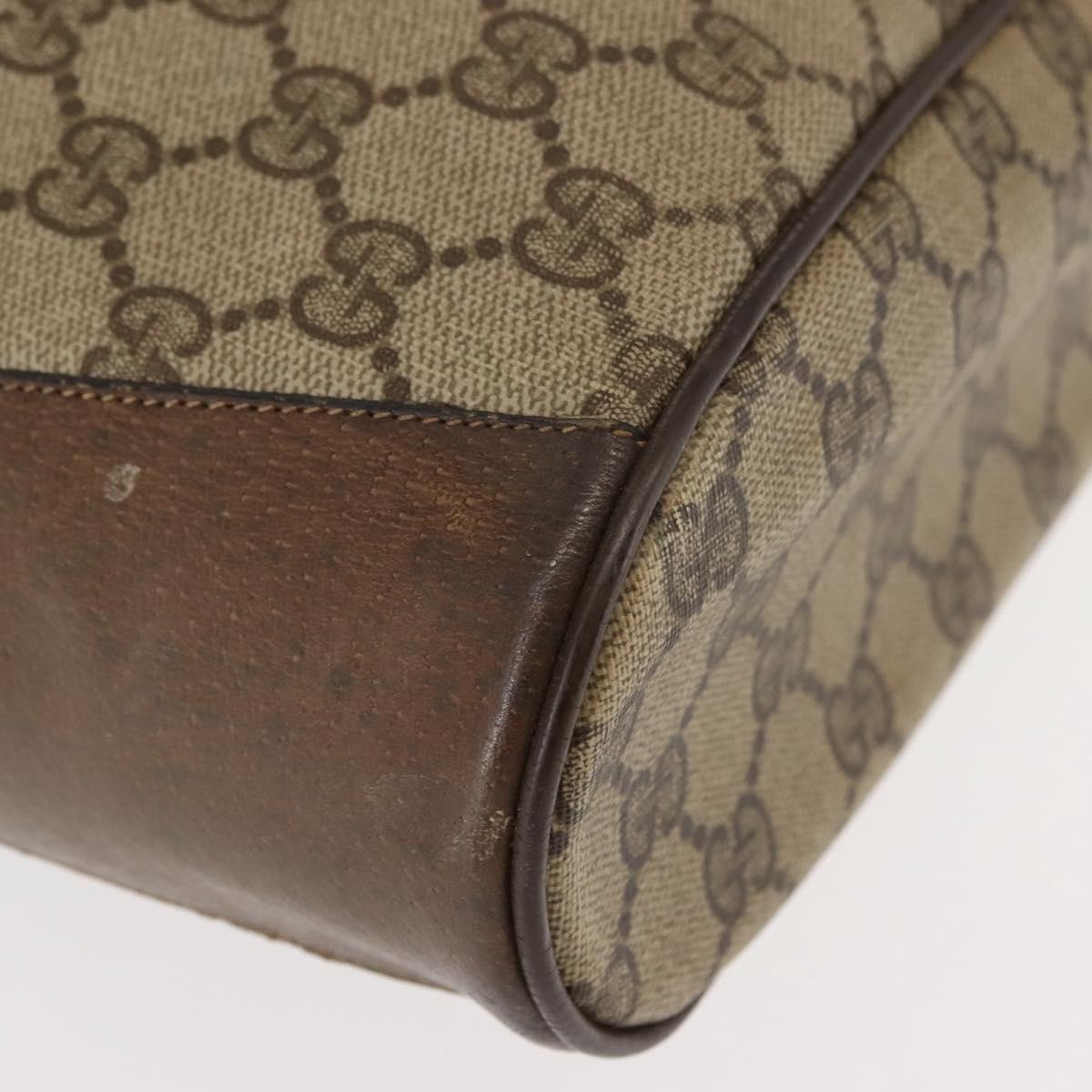GUCCI GG Canvas Web Sherry Line Shoulder Bag PVC Leather Beige Green Auth BA6758