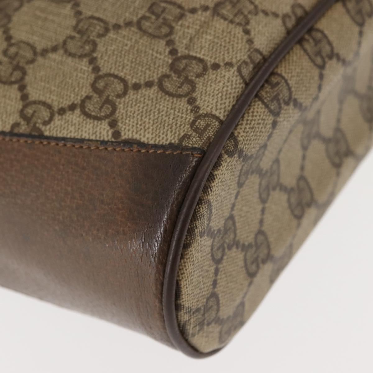 GUCCI GG Canvas Web Sherry Line Shoulder Bag PVC Leather Beige Green Auth BA6758