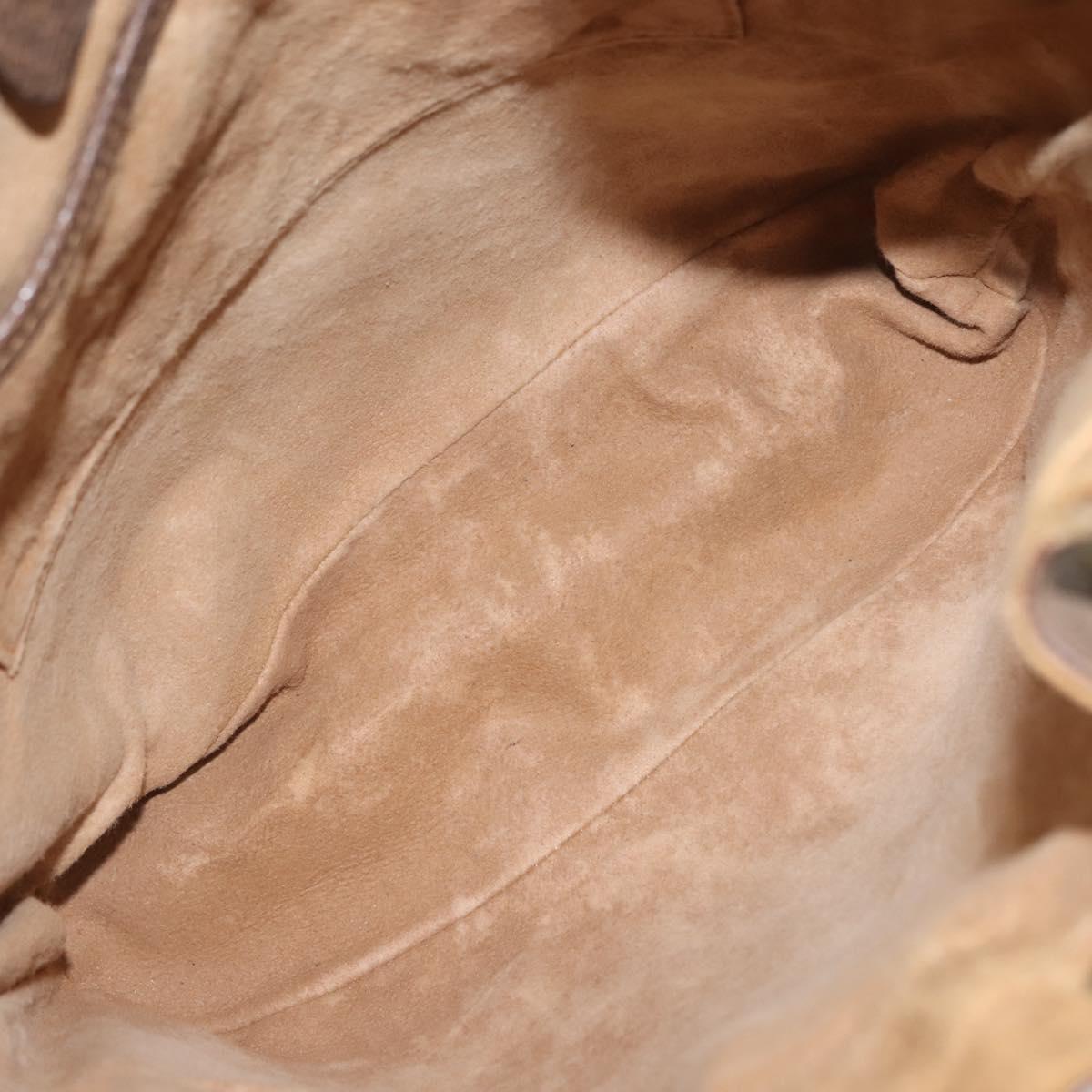 GUCCI GG Canvas Web Sherry Line Shoulder Bag PVC Leather Beige Green Auth BA6758