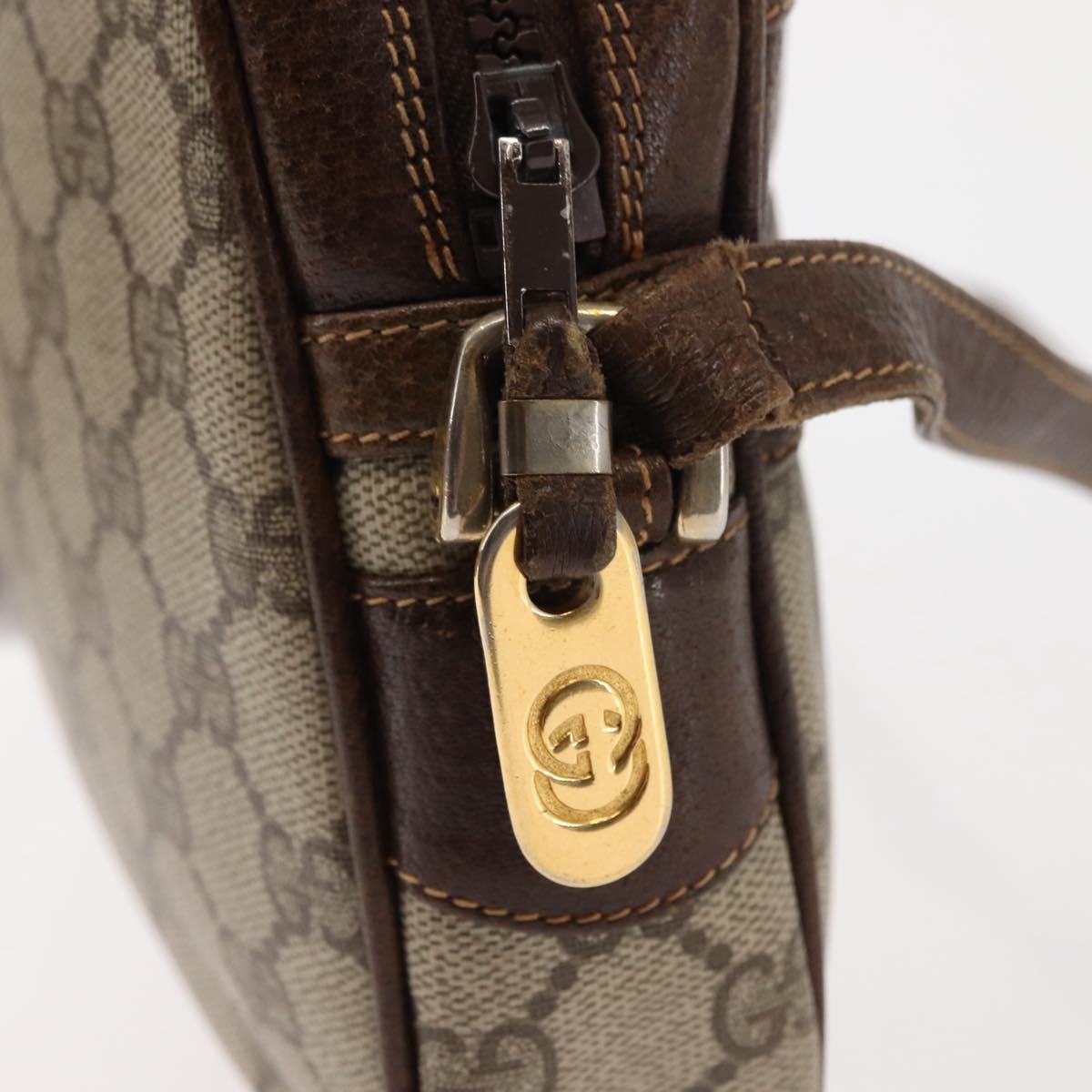 GUCCI GG Supreme Shoulder Bag PVC Leather Beige Auth BA6759