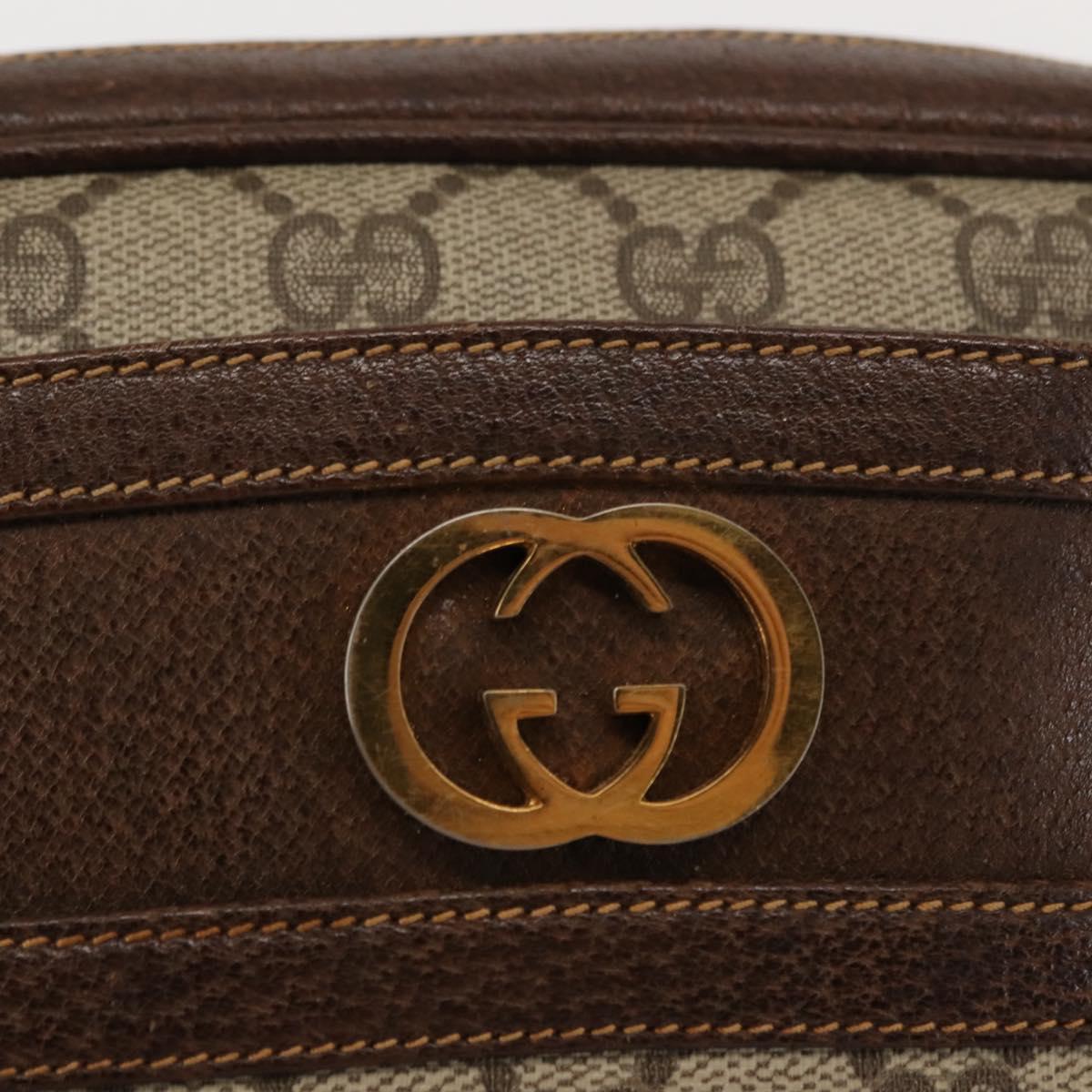 GUCCI GG Supreme Shoulder Bag PVC Leather Beige Auth BA6759