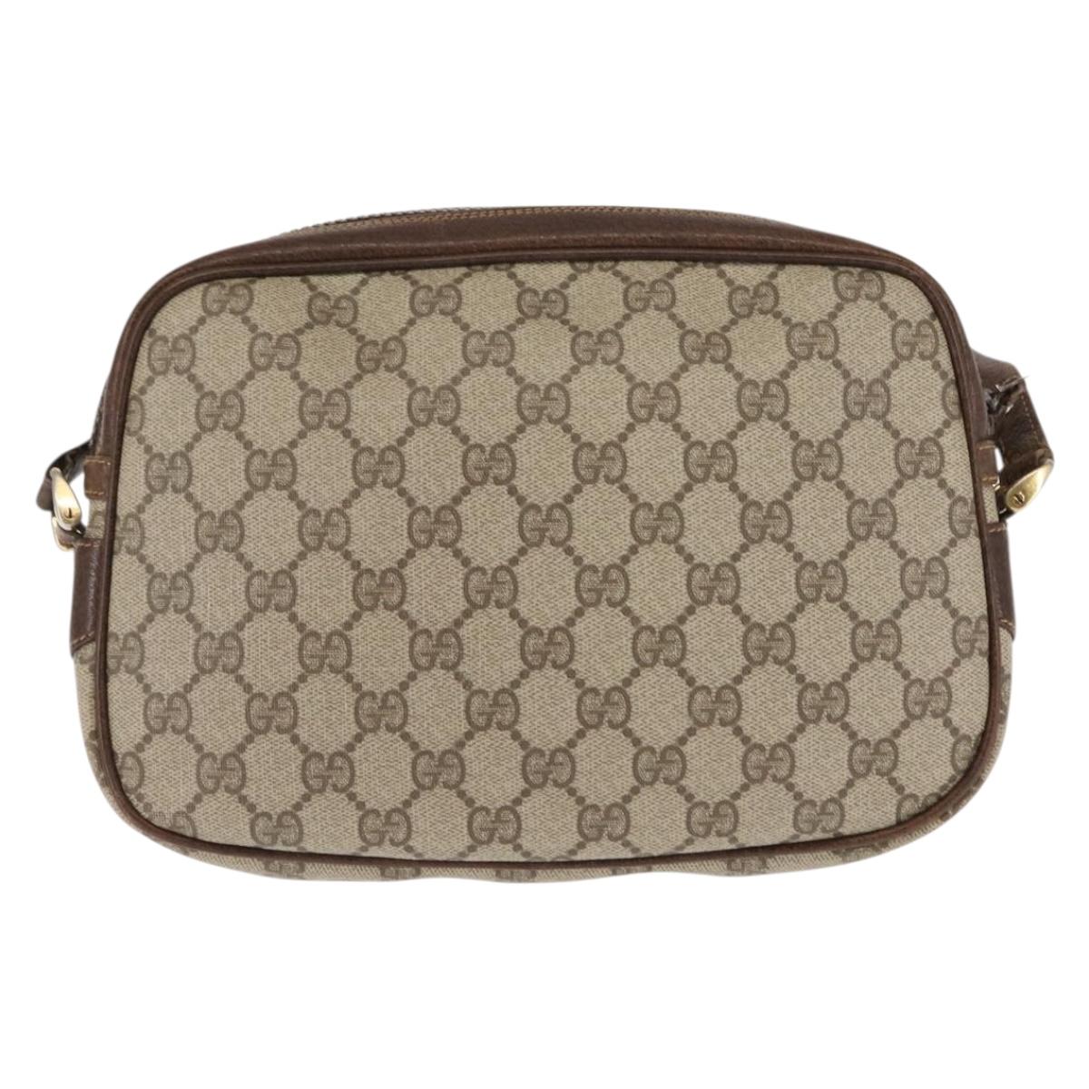 GUCCI GG Supreme Shoulder Bag PVC Leather Beige Auth BA6759