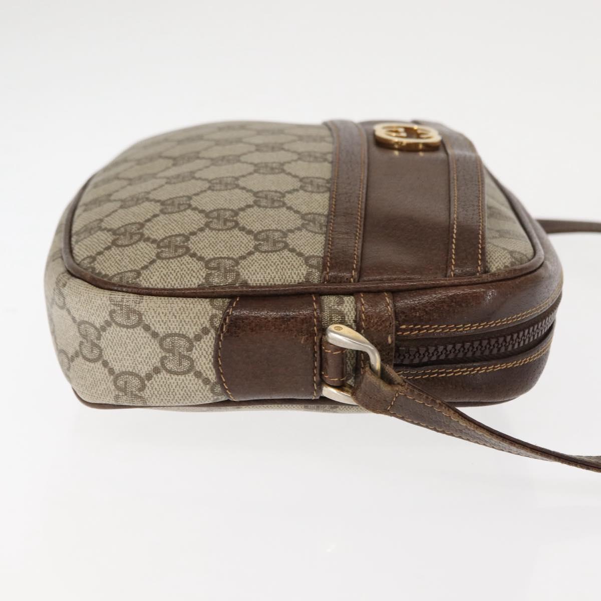 GUCCI GG Supreme Shoulder Bag PVC Leather Beige Auth BA6759