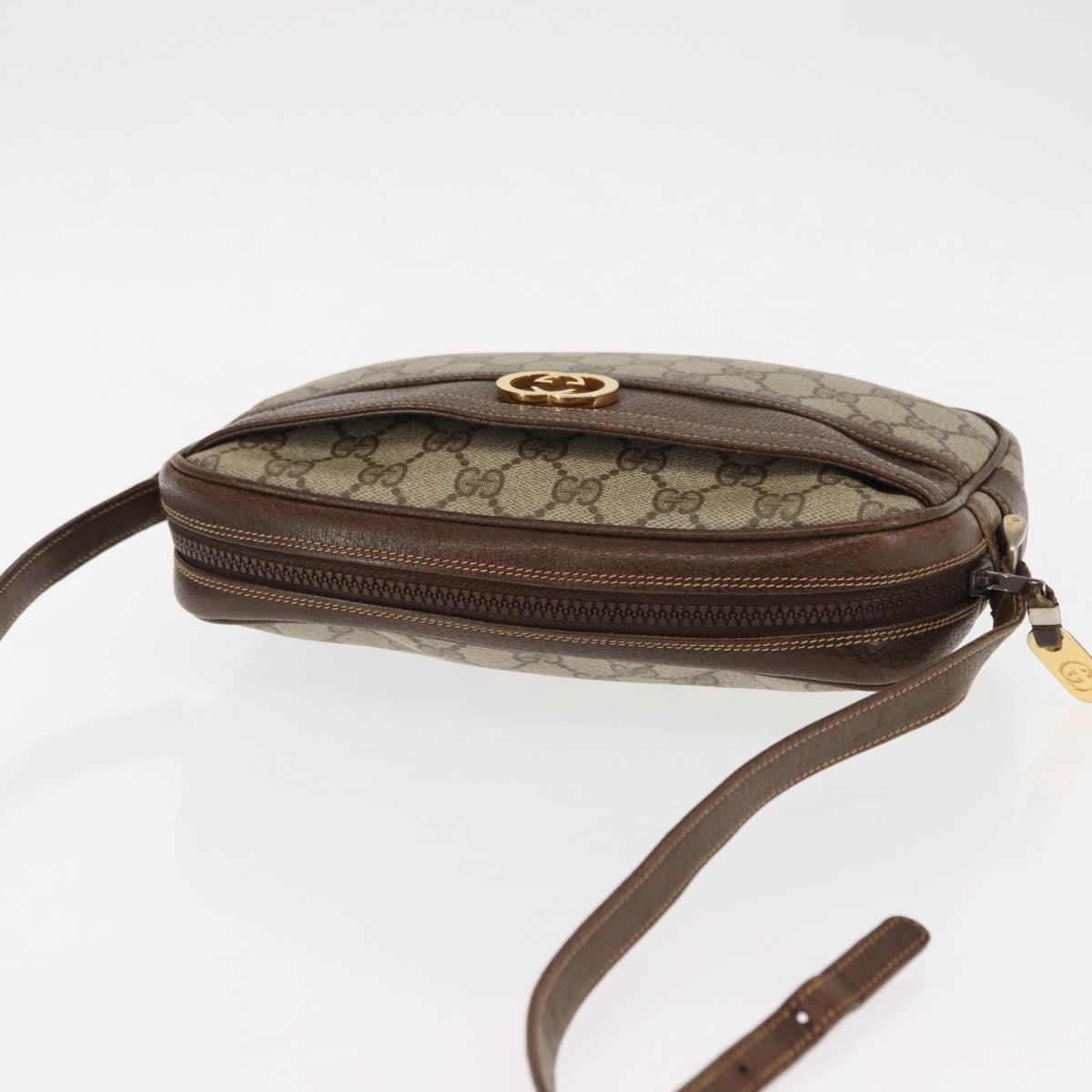 GUCCI GG Supreme Shoulder Bag PVC Leather Beige Auth BA6759
