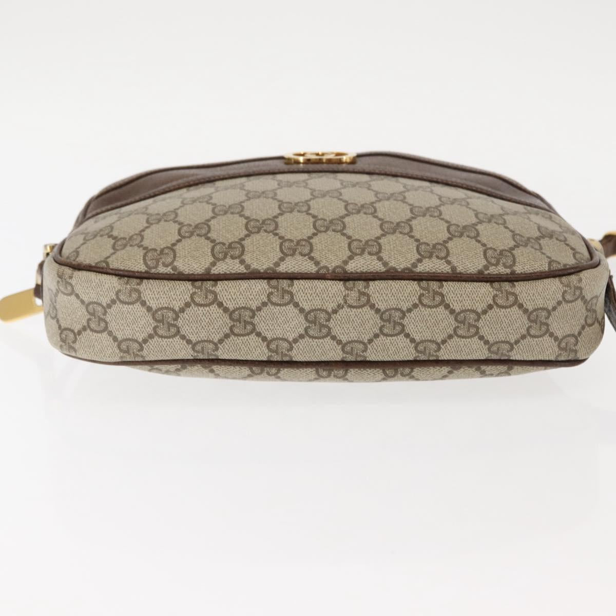 GUCCI GG Supreme Shoulder Bag PVC Leather Beige Auth BA6759