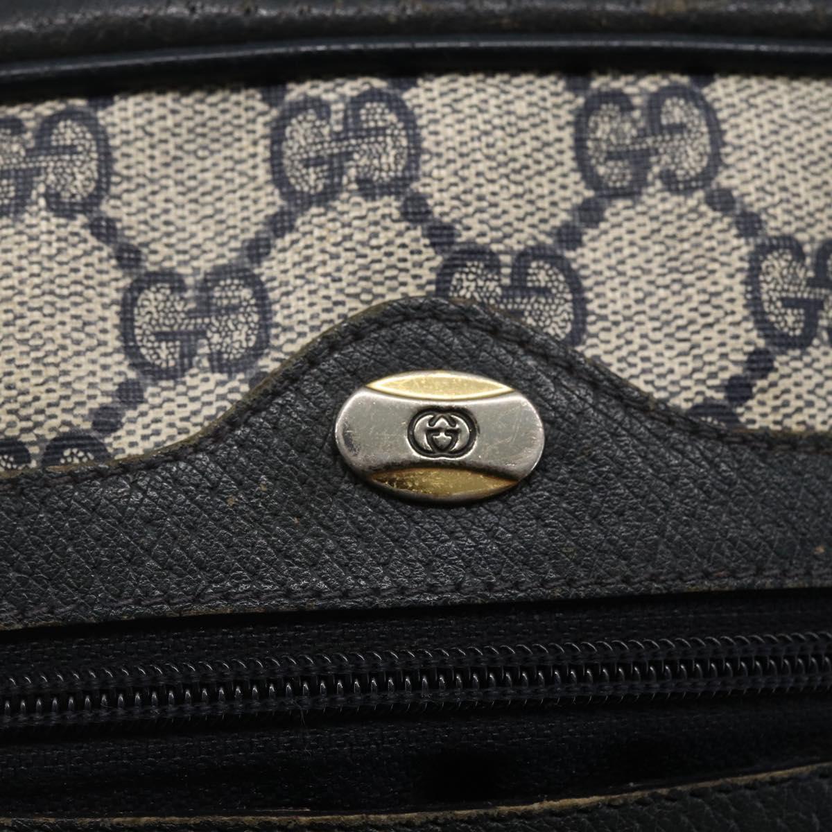 GUCCI GG Canvas Sherry Line Shoulder Bag PVC Leather Navy Red Auth BA6760