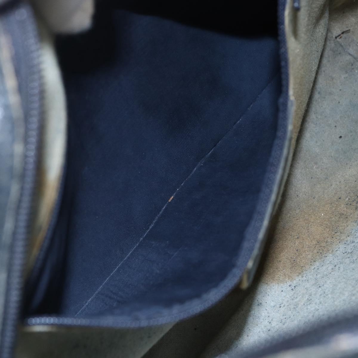 GUCCI GG Canvas Sherry Line Shoulder Bag PVC Leather Navy Red Auth BA6760