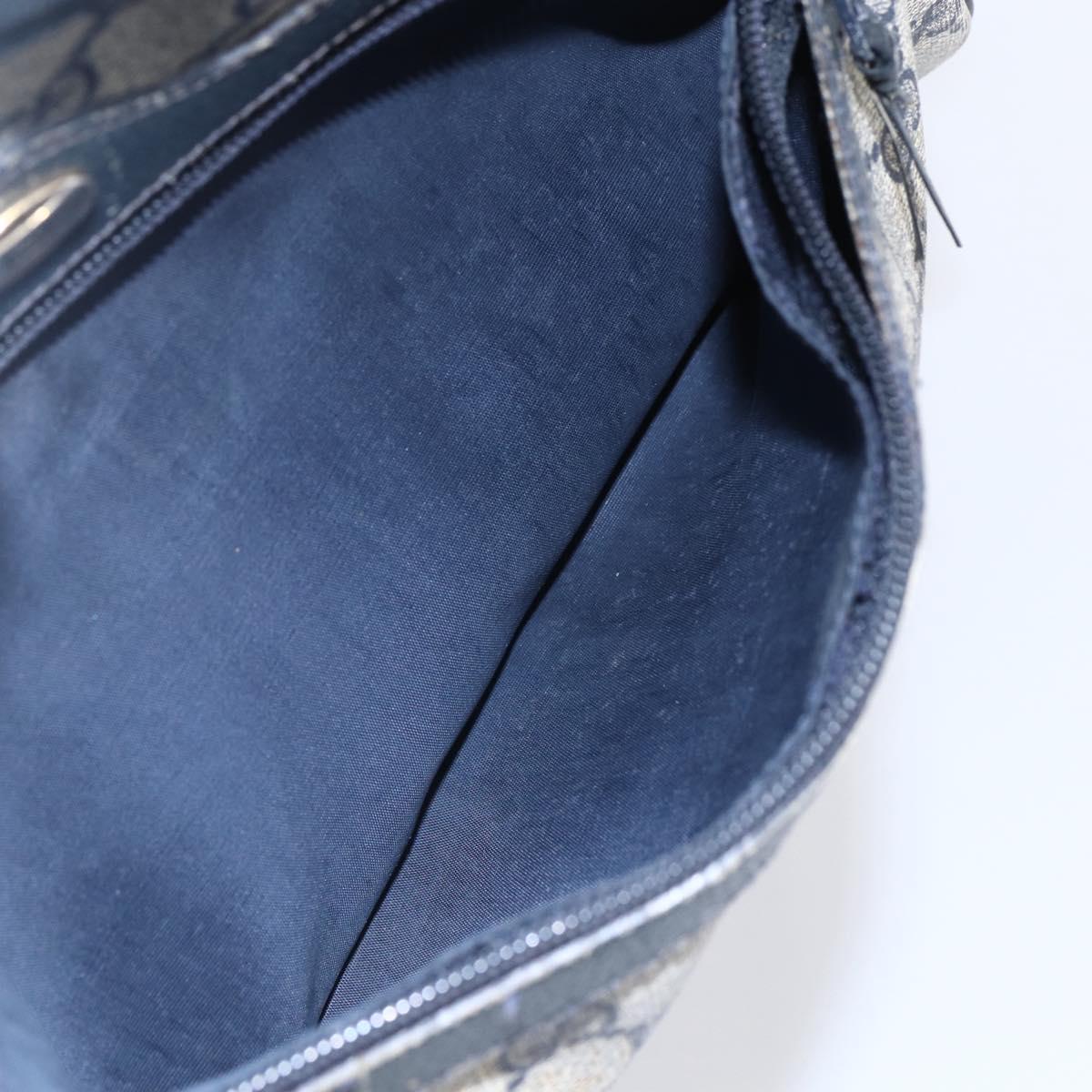 GUCCI GG Canvas Sherry Line Shoulder Bag PVC Leather Navy Red Auth BA6760