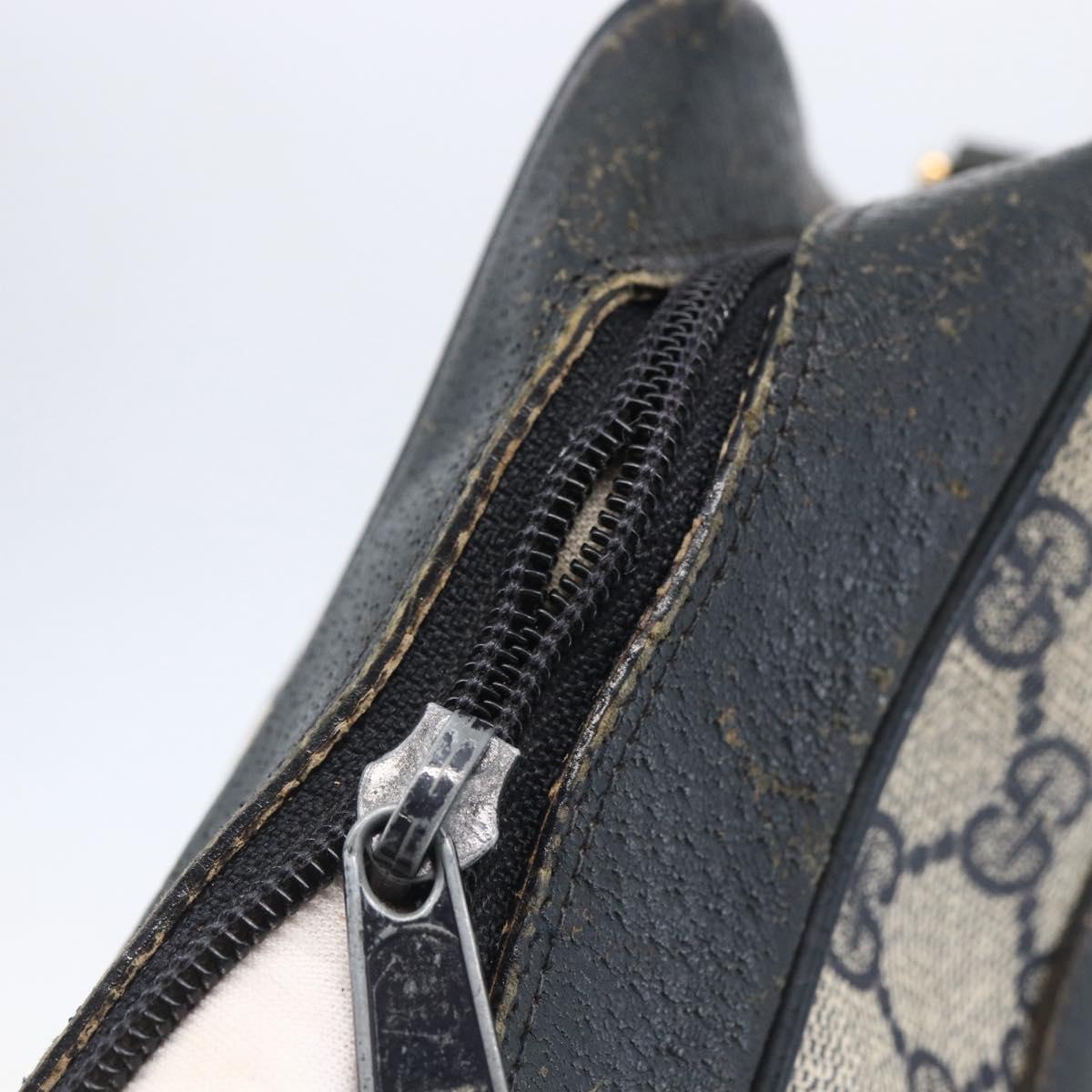 GUCCI GG Canvas Sherry Line Shoulder Bag PVC Leather Navy Red Auth BA6760