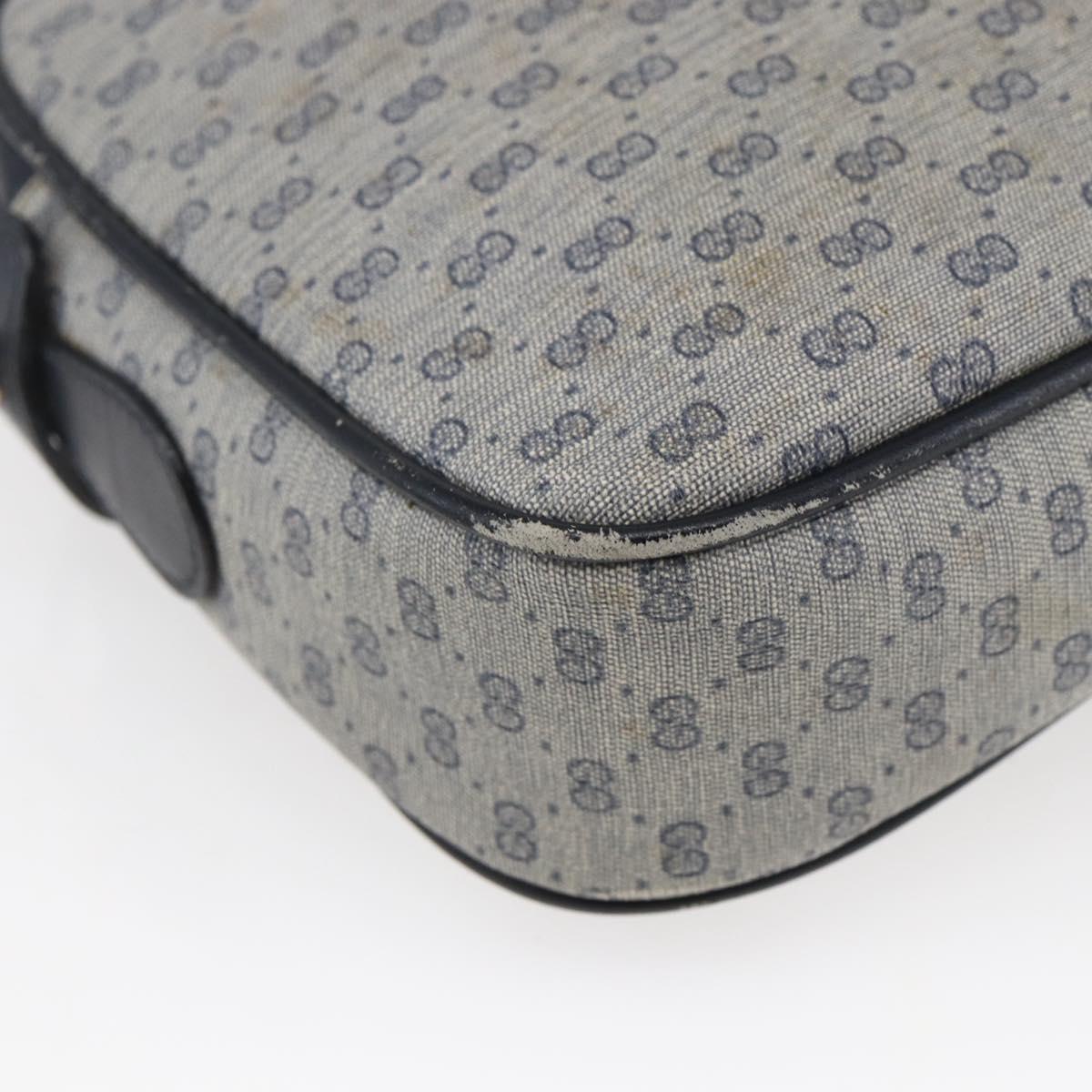 GUCCI Micro GG Canvas Shoulder Bag PVC Leather Navy Auth BA6762