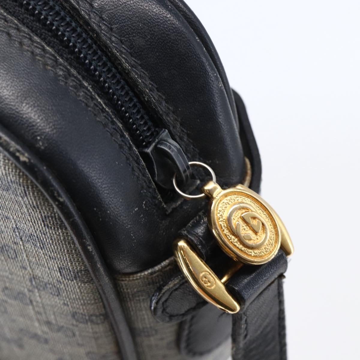 GUCCI Micro GG Canvas Shoulder Bag PVC Leather Navy Auth BA6762