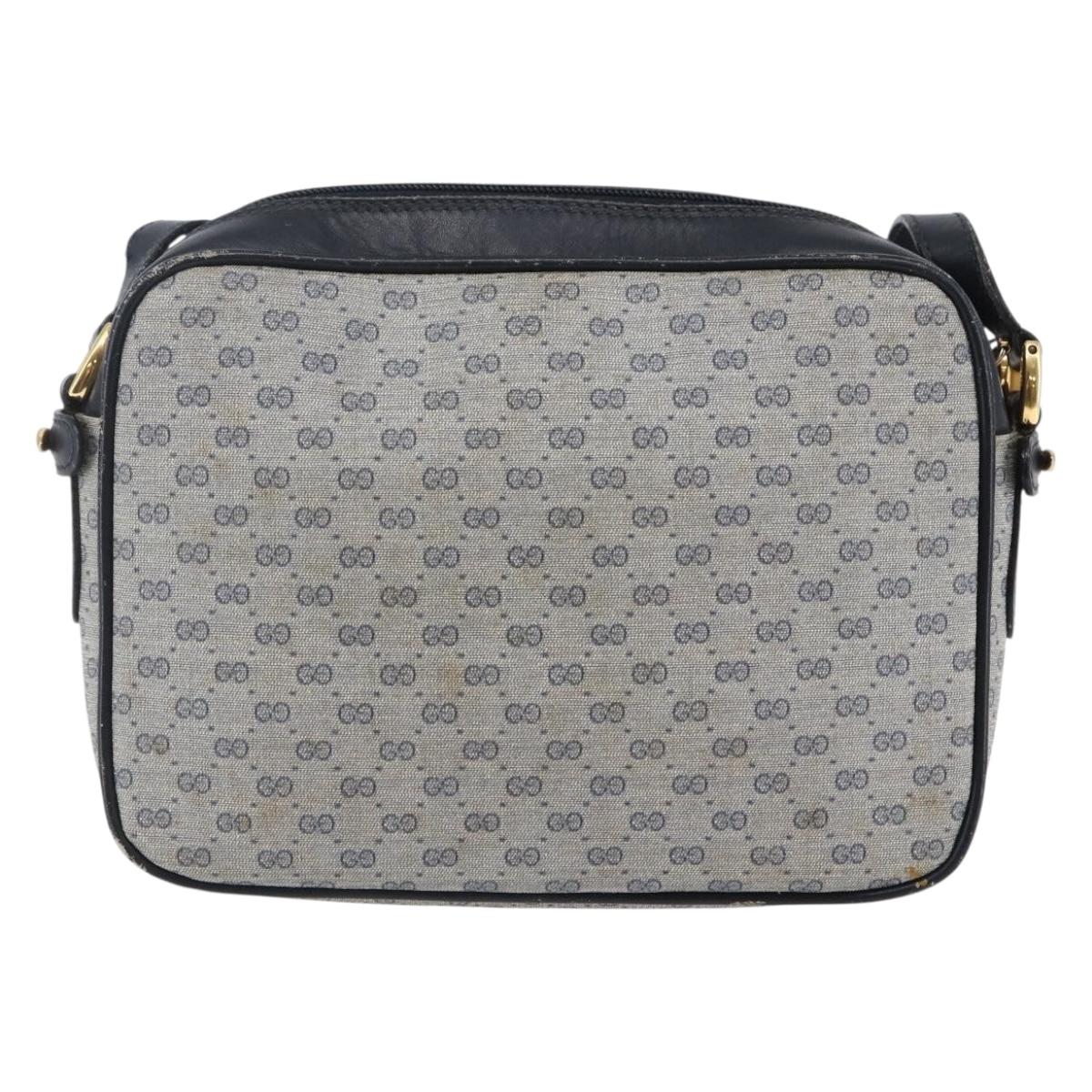 GUCCI Micro GG Canvas Shoulder Bag PVC Leather Navy Auth BA6762