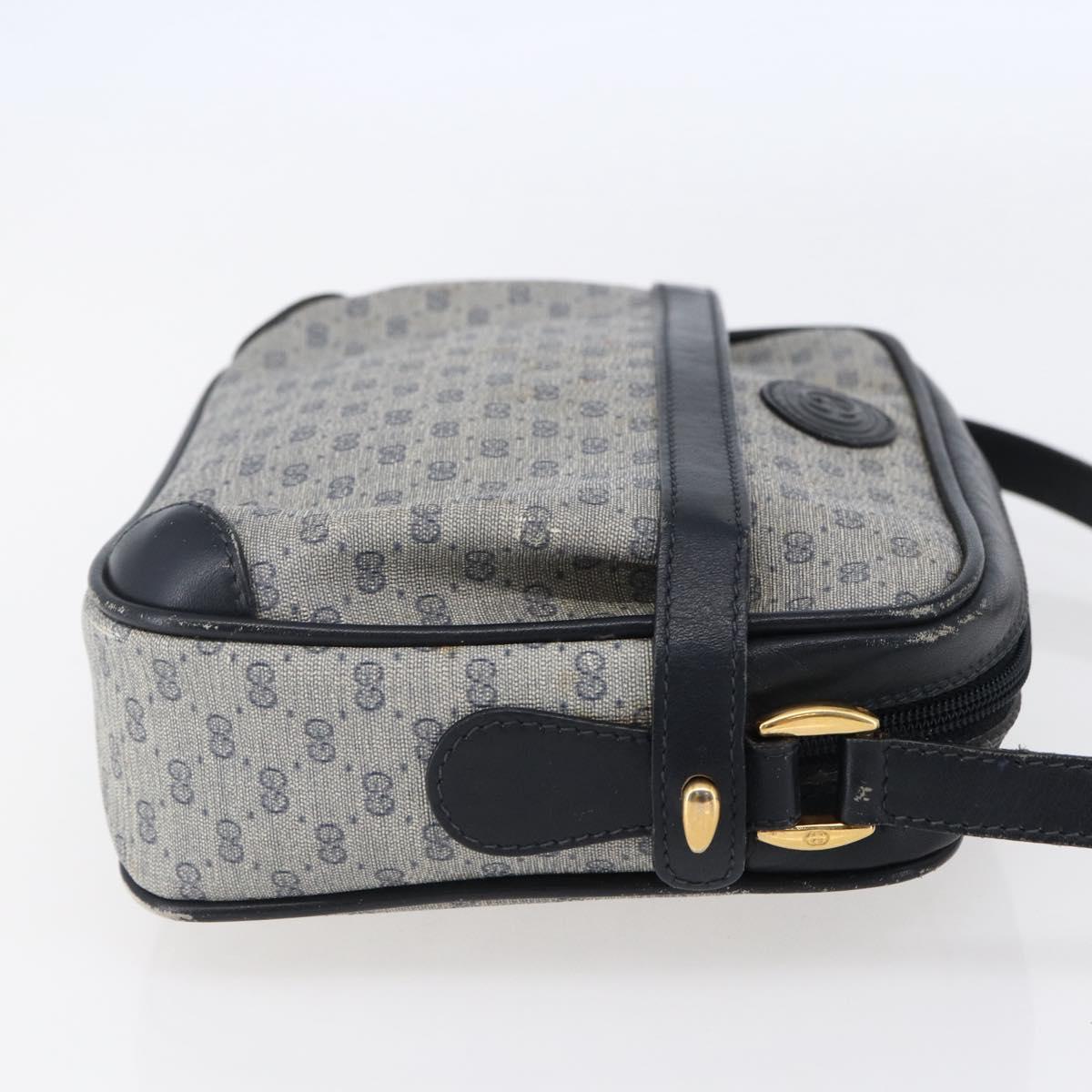 GUCCI Micro GG Canvas Shoulder Bag PVC Leather Navy Auth BA6762