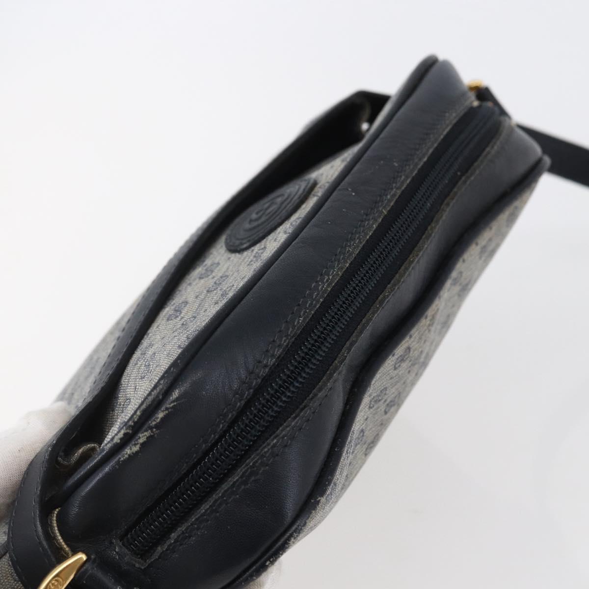 GUCCI Micro GG Canvas Shoulder Bag PVC Leather Navy Auth BA6762