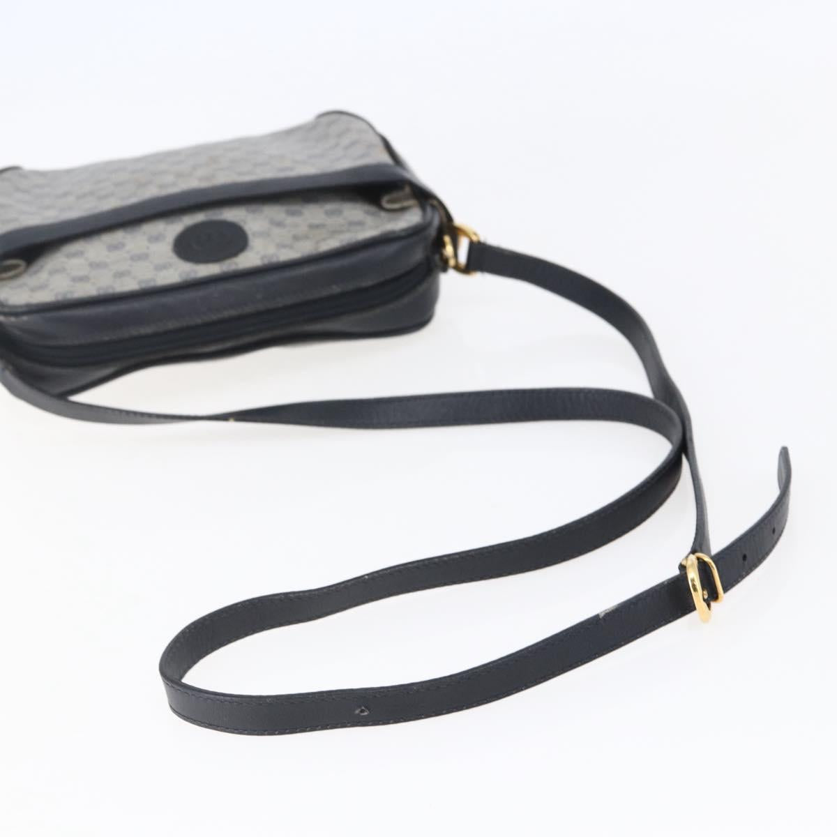 GUCCI Micro GG Canvas Shoulder Bag PVC Leather Navy Auth BA6762