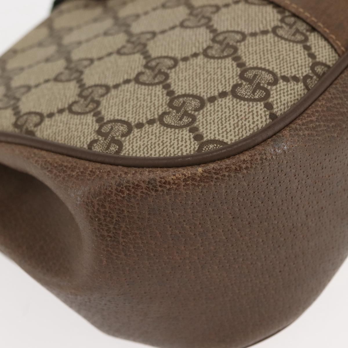 GUCCI GG Canvas Web Sherry Line Shoulder Bag PVC Leather Beige Green Auth BA6763