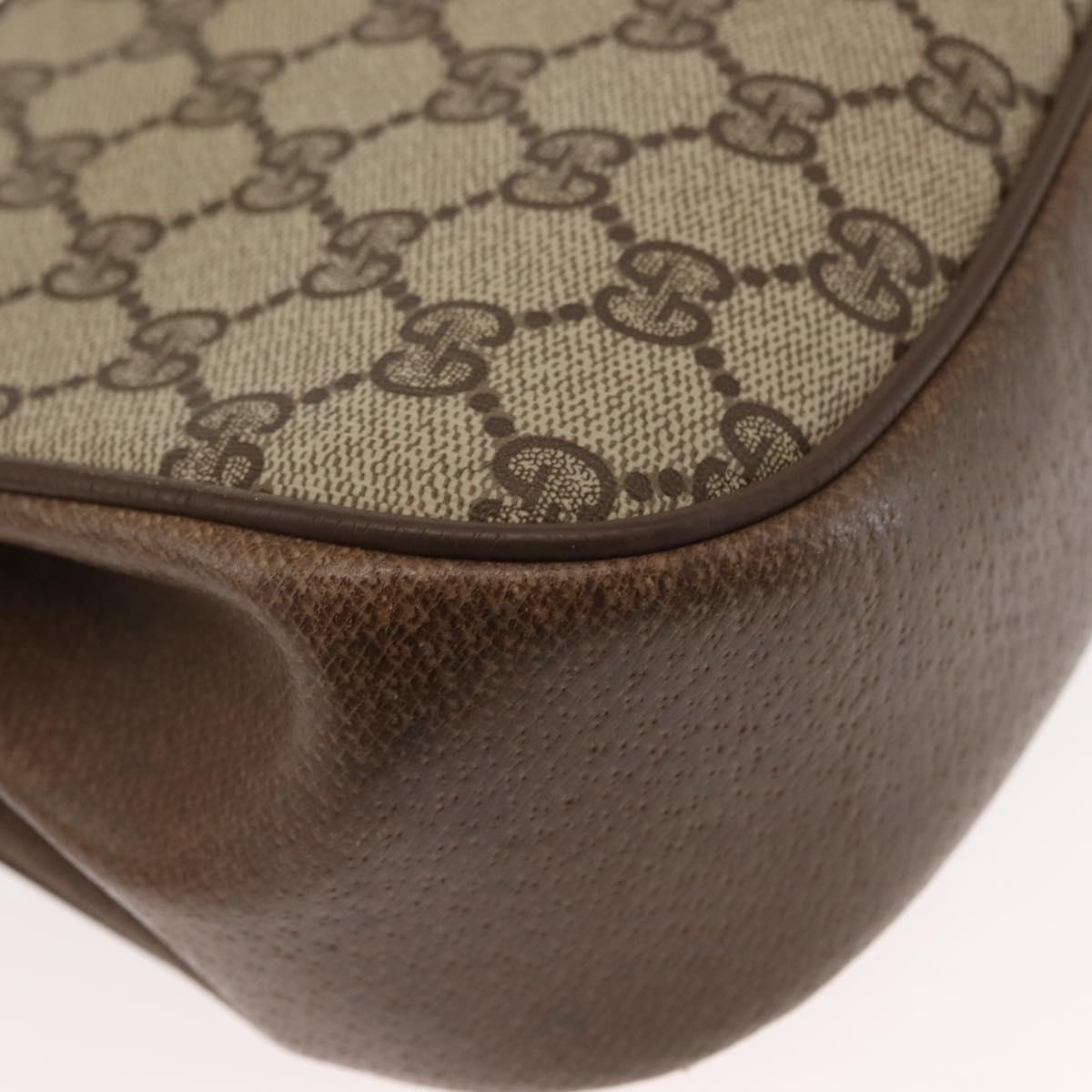 GUCCI GG Canvas Web Sherry Line Shoulder Bag PVC Leather Beige Green Auth BA6763