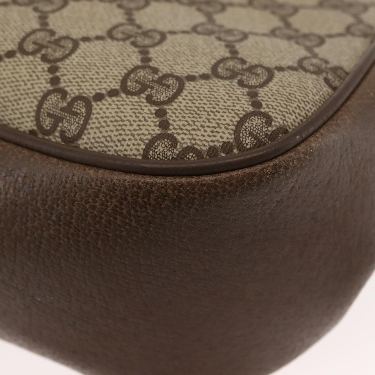 GUCCI GG Canvas Web Sherry Line Shoulder Bag PVC Leather Beige Green Auth BA6763