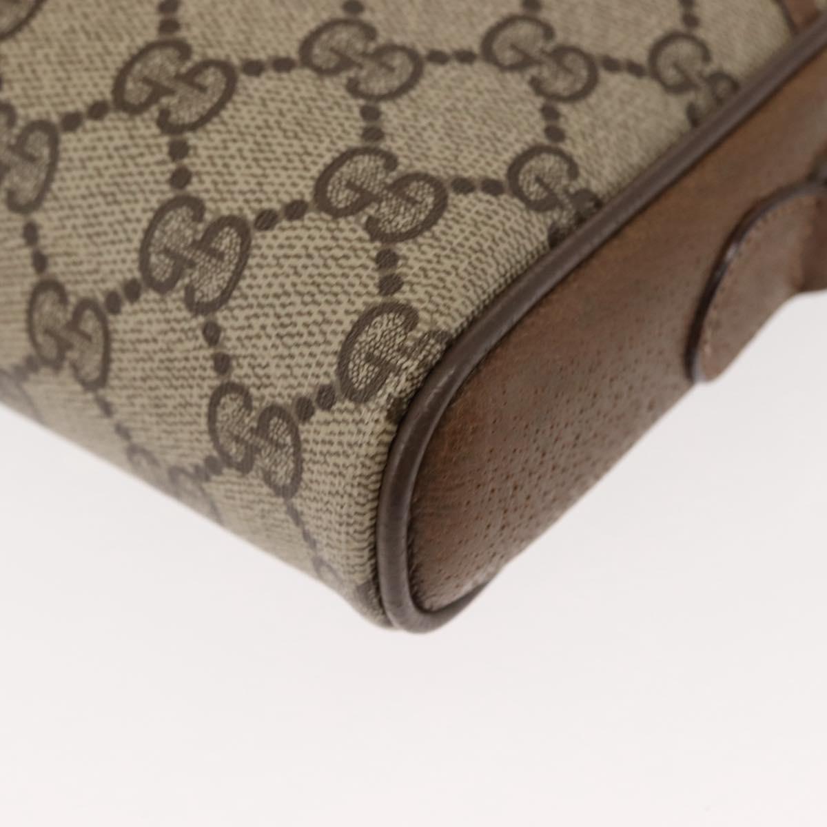 GUCCI GG Canvas Web Sherry Line Shoulder Bag PVC Leather Beige Green Auth BA6764