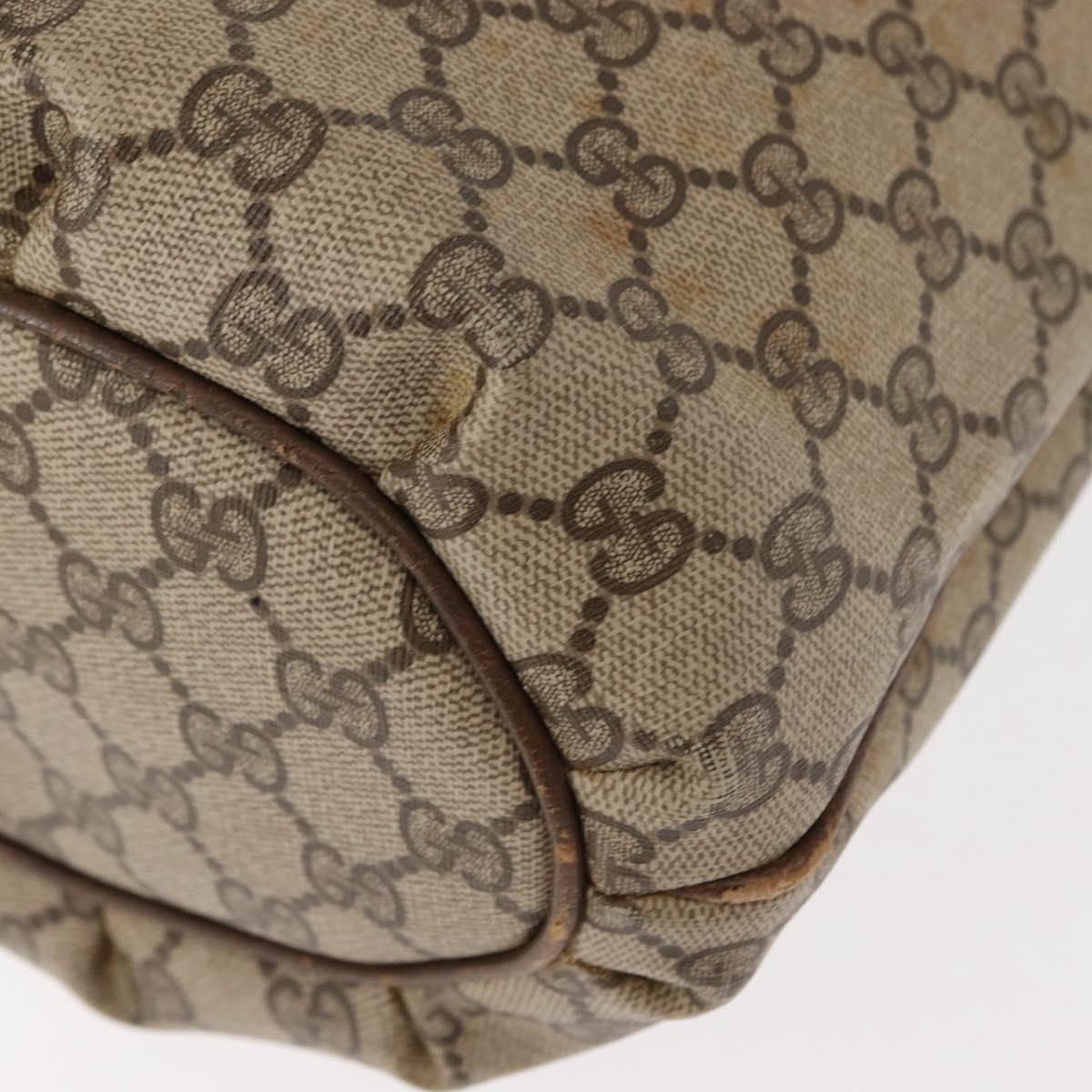 GUCCI GG Supreme Shoulder Bag PVC Leather Beige Auth BA6765