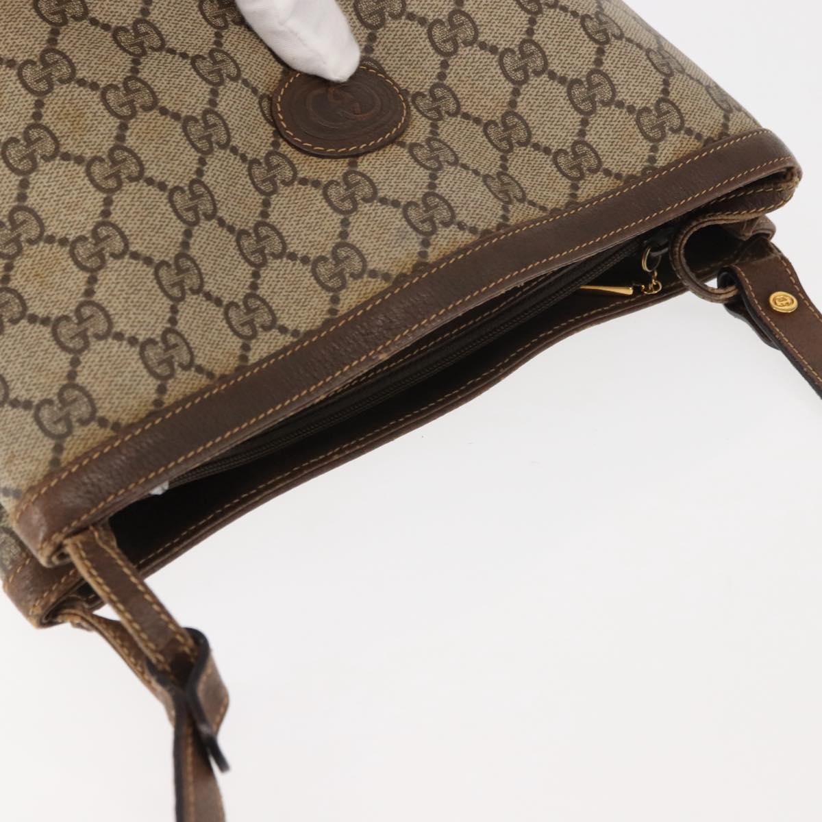 GUCCI GG Supreme Shoulder Bag PVC Leather Beige Auth BA6765